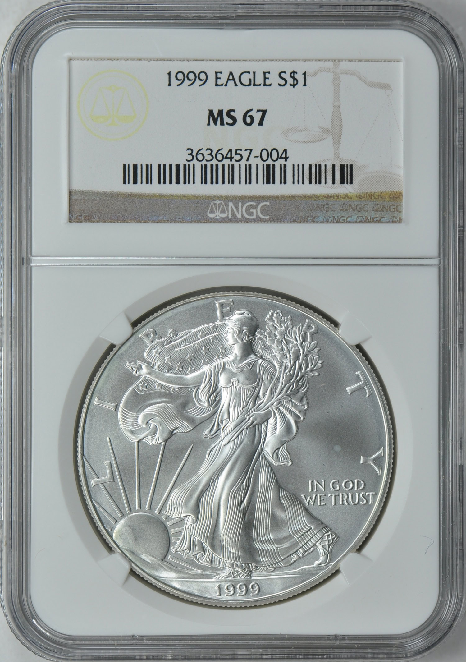 S*）様 世紀末1999 シルバーイーグル銀貨　 MS69 NGC 1999 $1 Silver Eagle MS69 Error