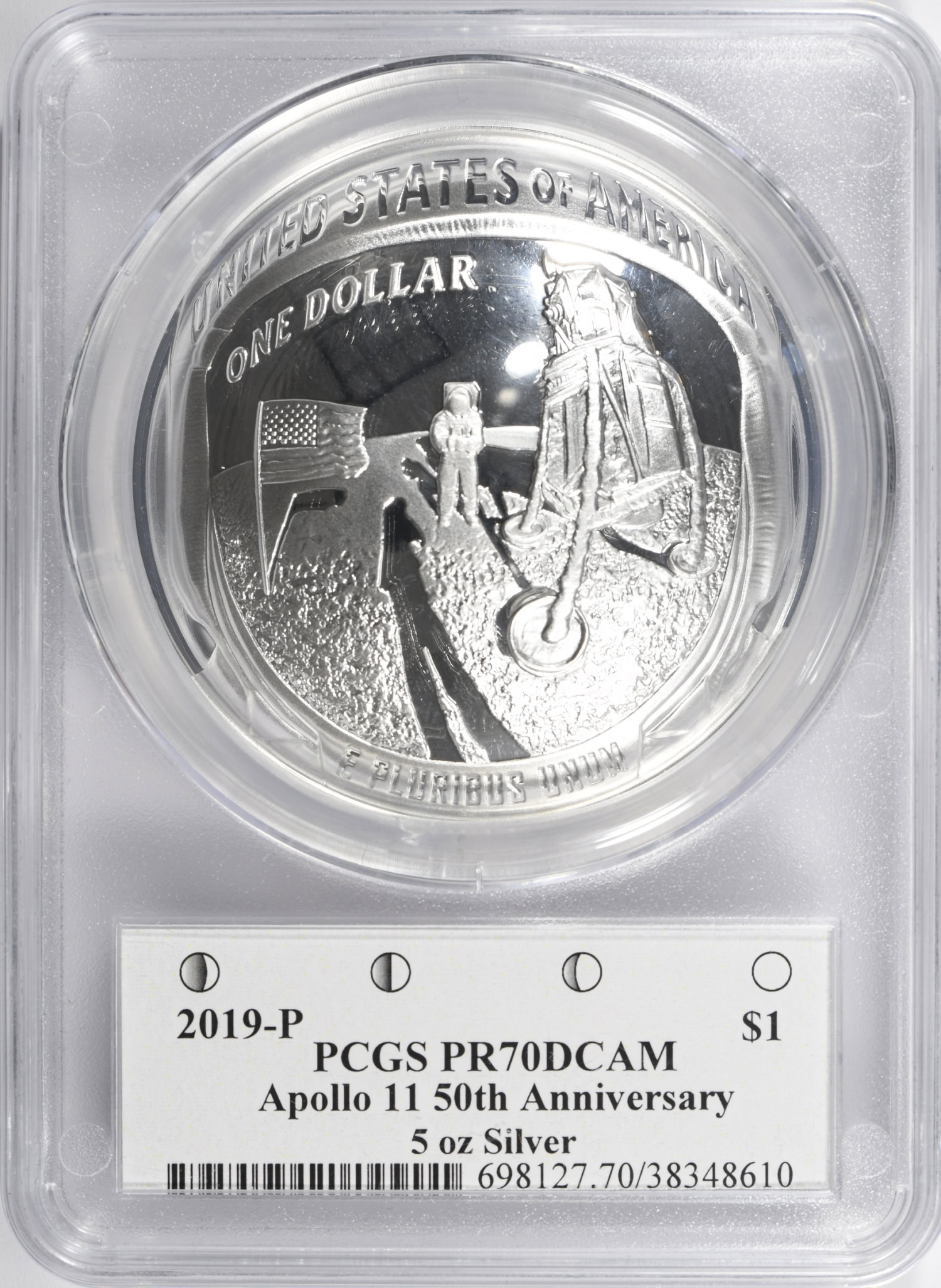 2019-P $1 Apollo 11 50th Anniversary Silver 5 Oz PCGS Proof-70