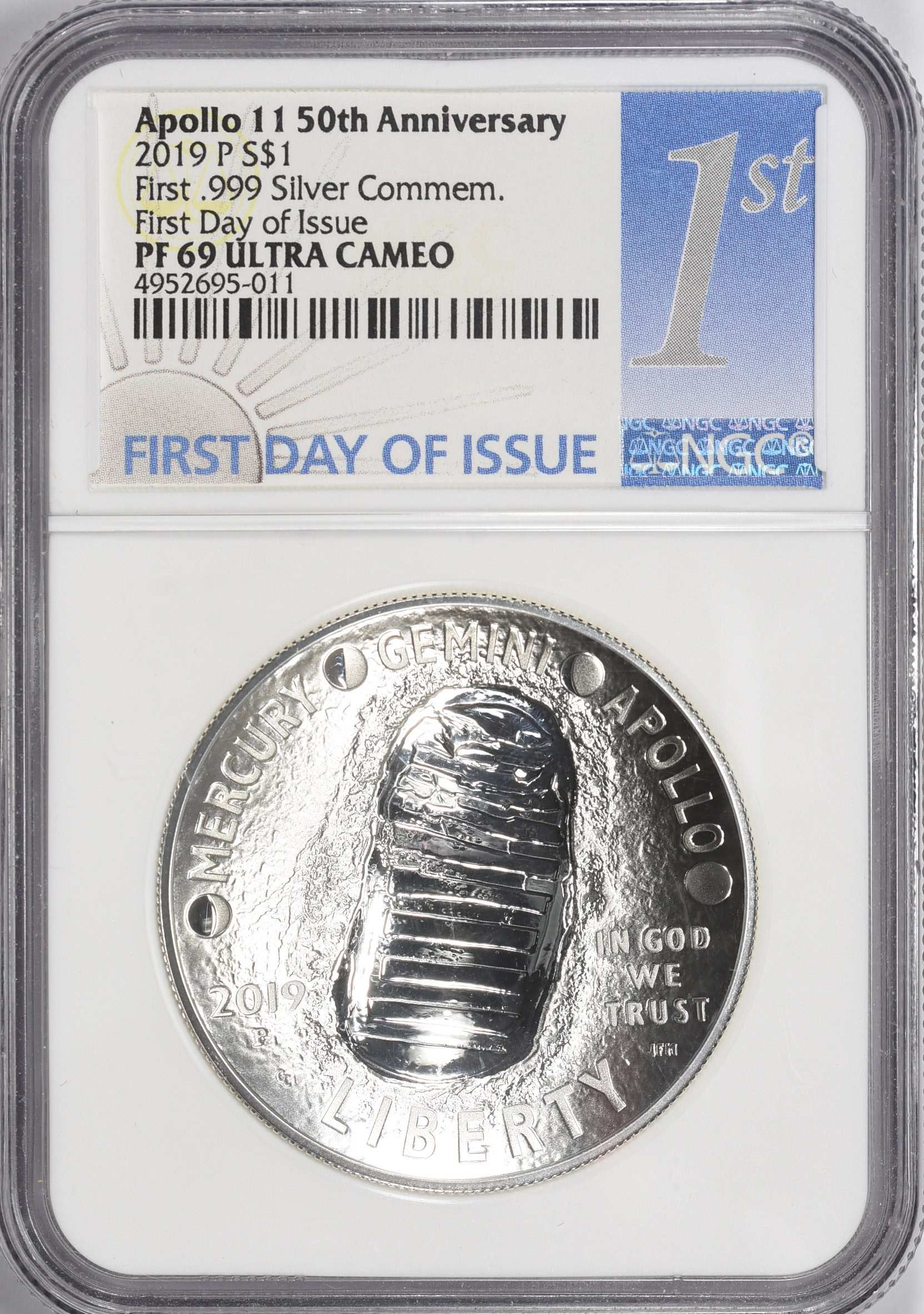 2019-P Apollo 11 50th Anniversary Silver Dollar First Day of Issue NGC ...