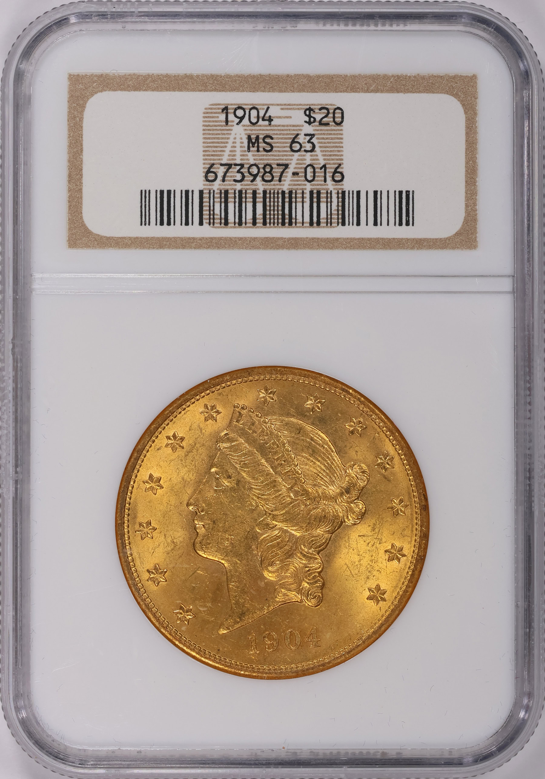 1904年 明治37年　日本円 NGC MS63 スラブ入り 1904 Liberty Gold Double Eagle NGC MS-63 (Item 1500472