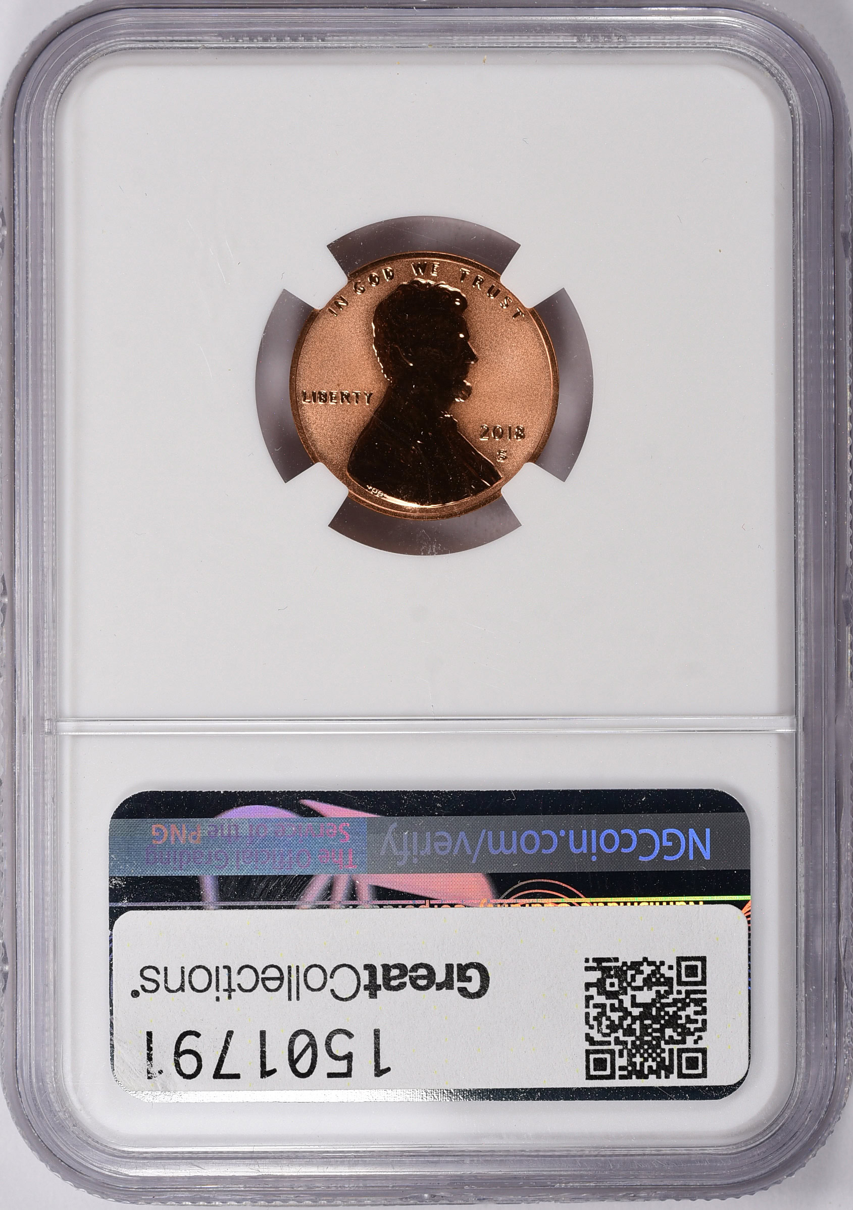2018-S Lincoln Cent Shield Reverse Proof (From the Reverse Proof 50th ...