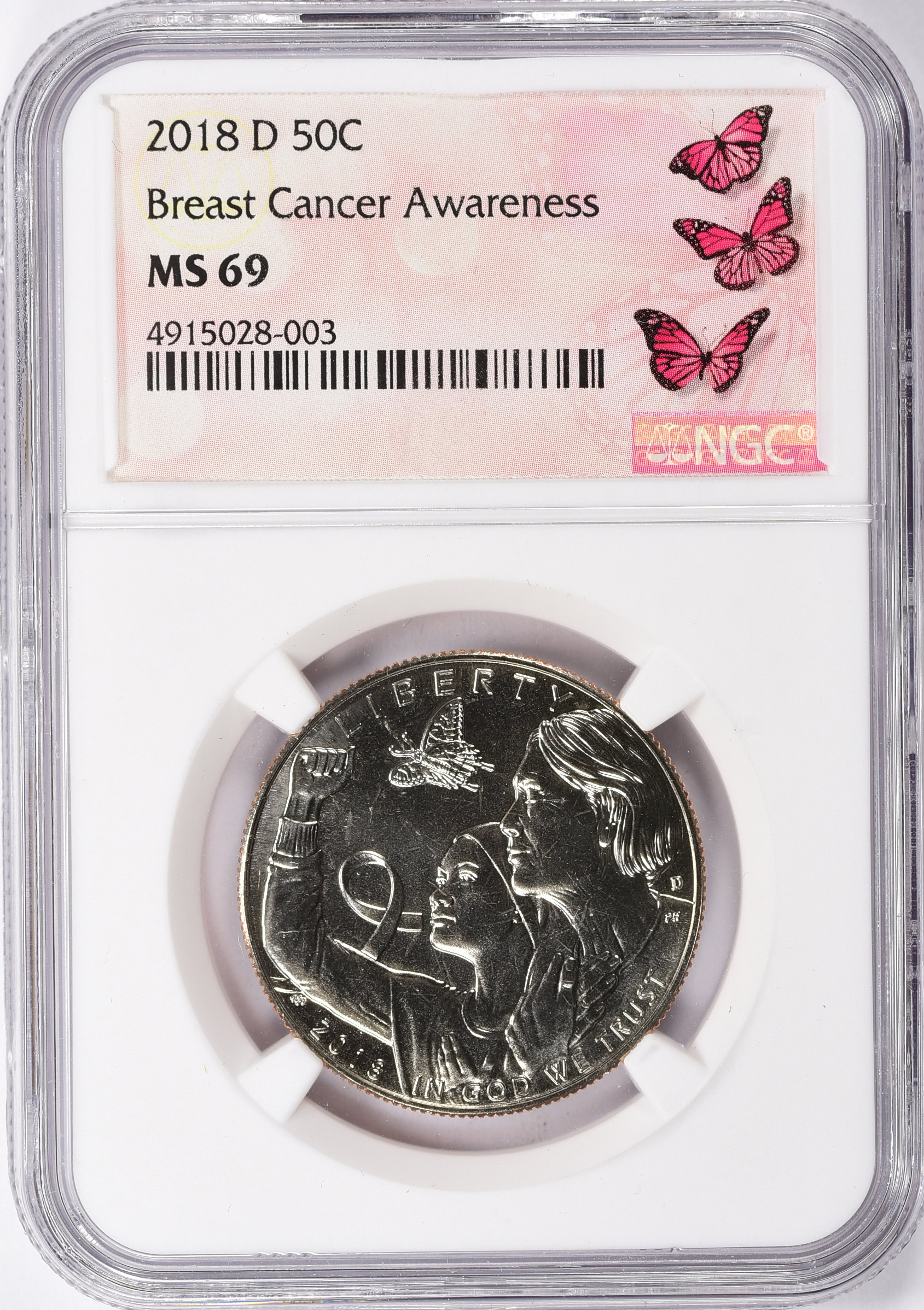 2018-D Breast Cancer Awareness Half Dollar NGC MS-69 (Item 1501801