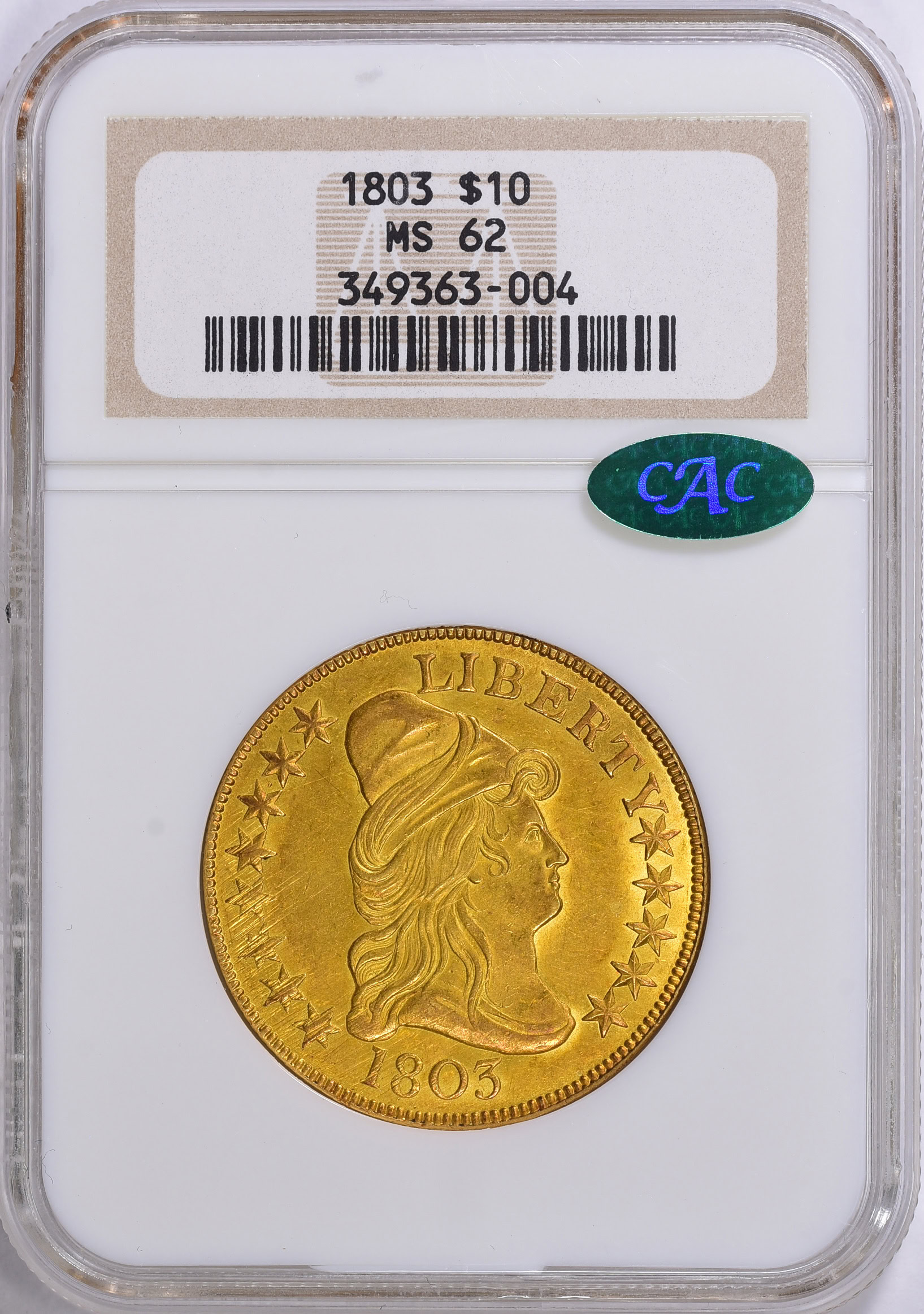 1803 Capped Bust Gold Eagle Small Stars Reverse NGC MS-62 (CAC Green ...