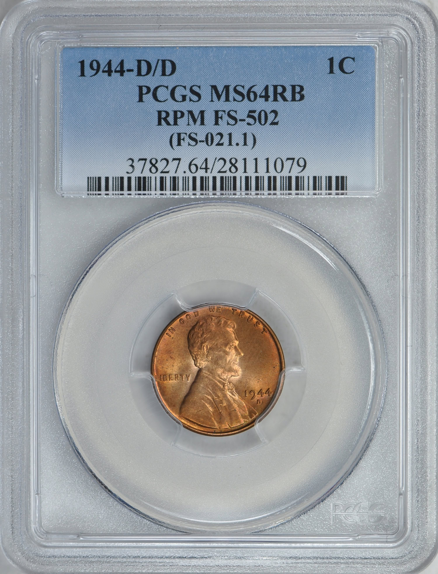 1944-D/D Lincoln Cent Repunched Mintmark FS-502 (FS-021.1) PCGS MS