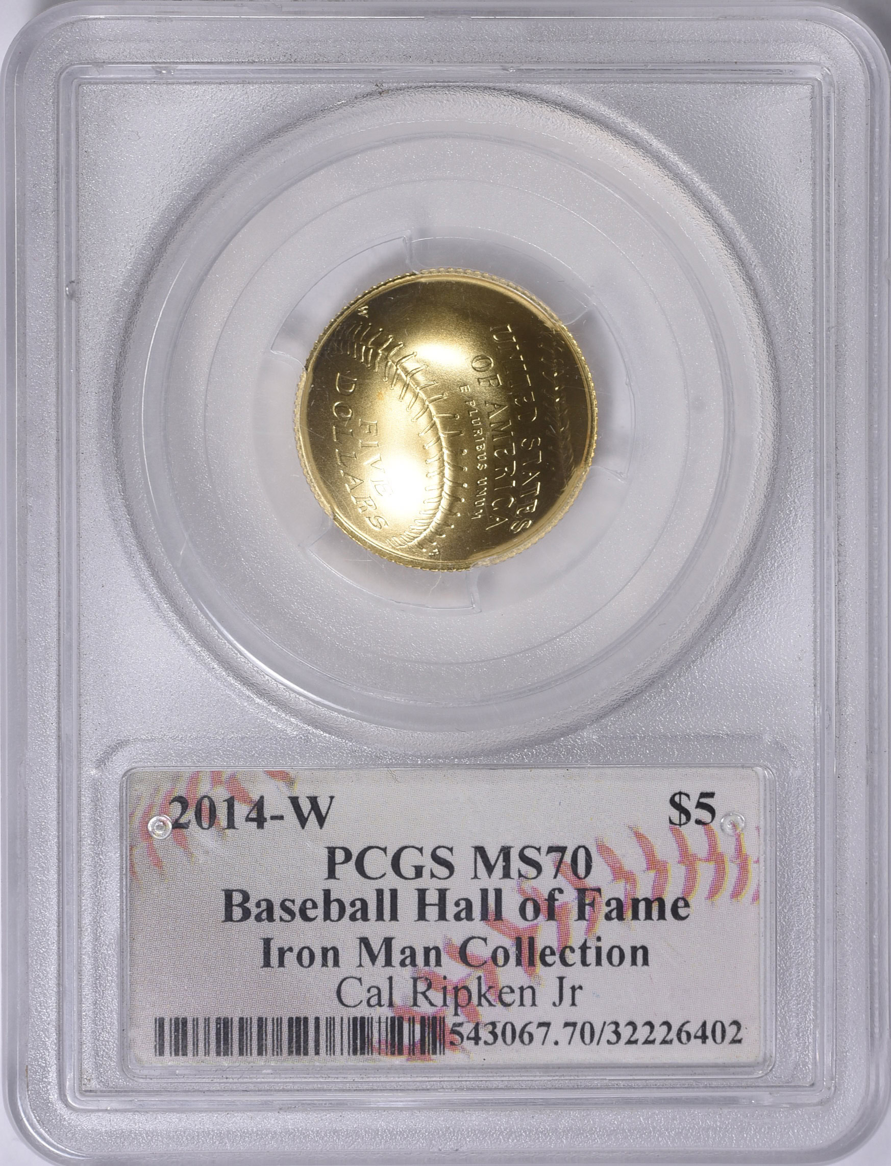 2014-W Baseball Hall of Fame Gold $5 Baseball PCGS MS-70 (Cal
