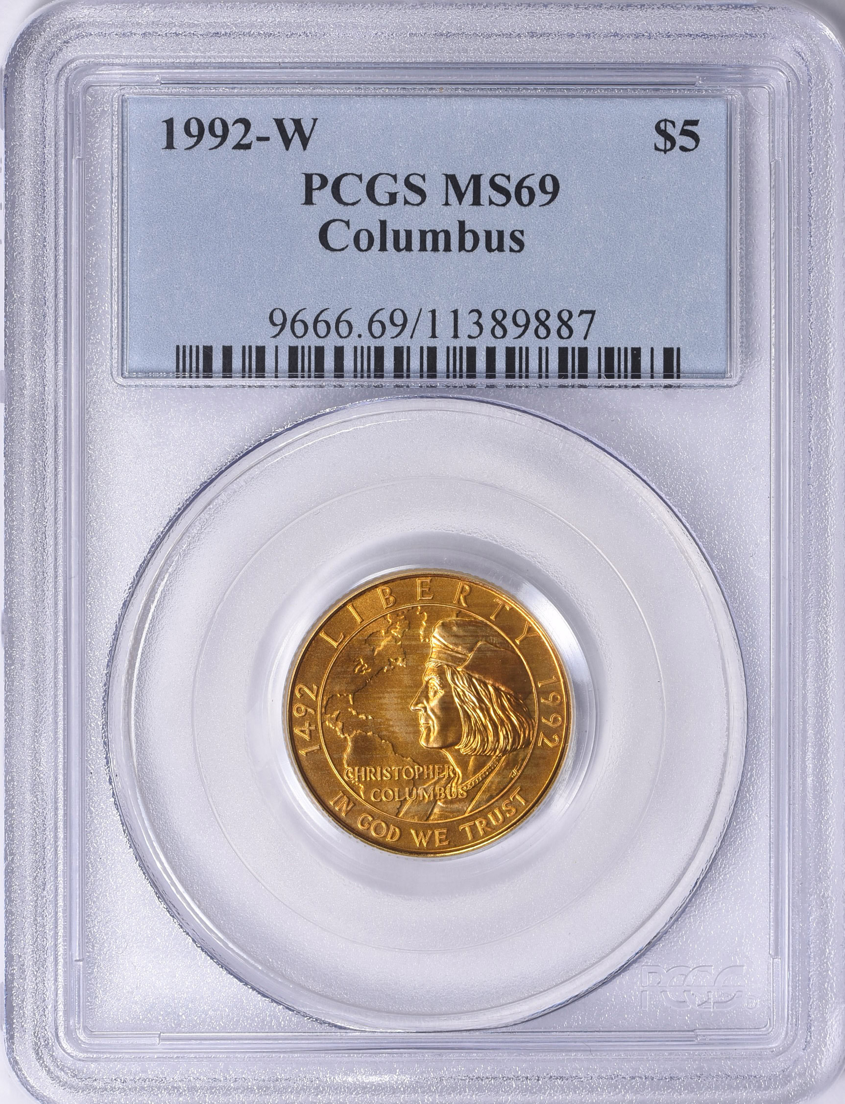 1992-W Christopher Columbus Quincentenary Gold $5 PCGS MS-69
