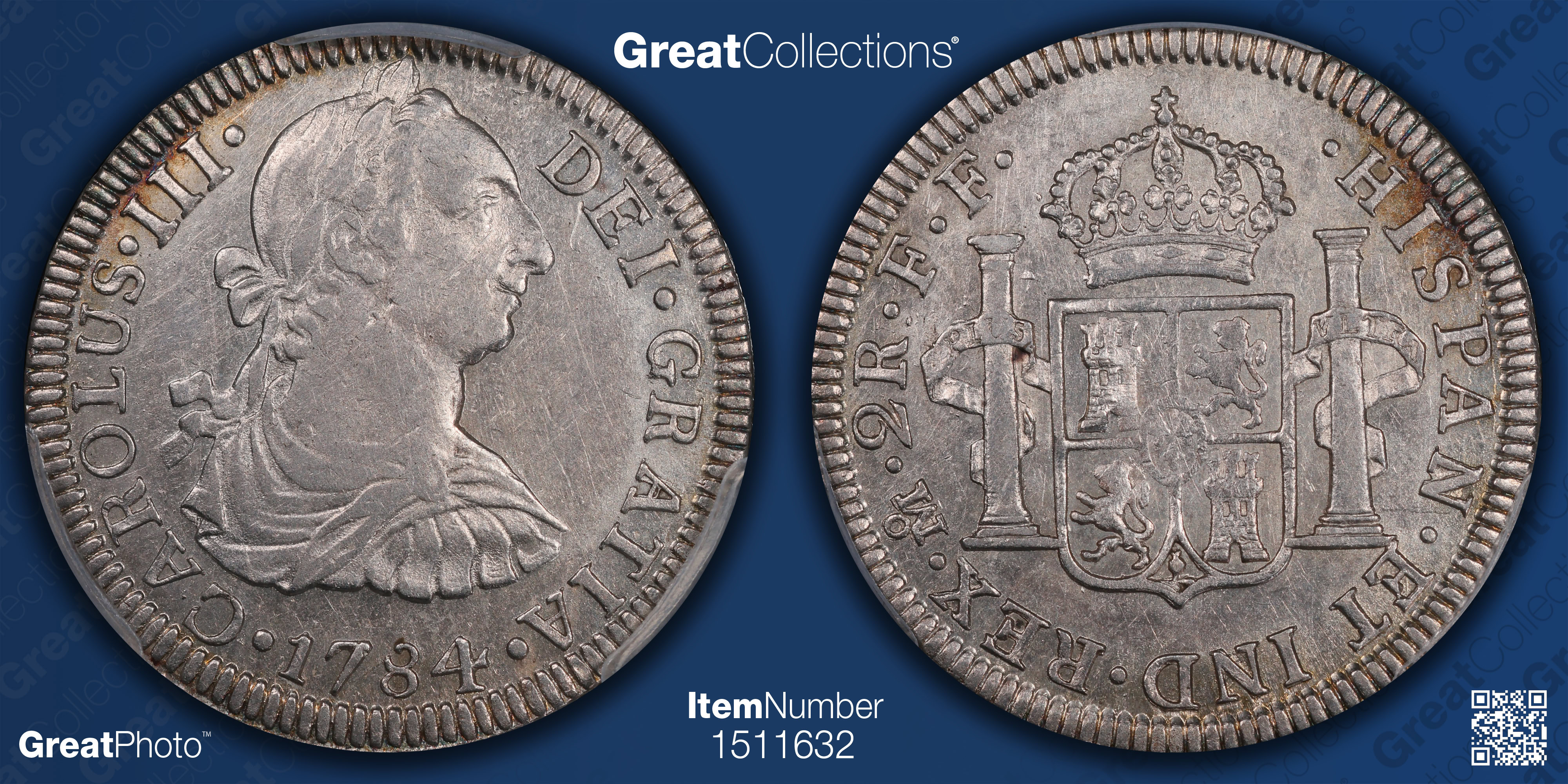 Mexico 1784-Mo FF Silver 2 Reales KM-88.2 PCGS AU-50 (Item 1511632 ...