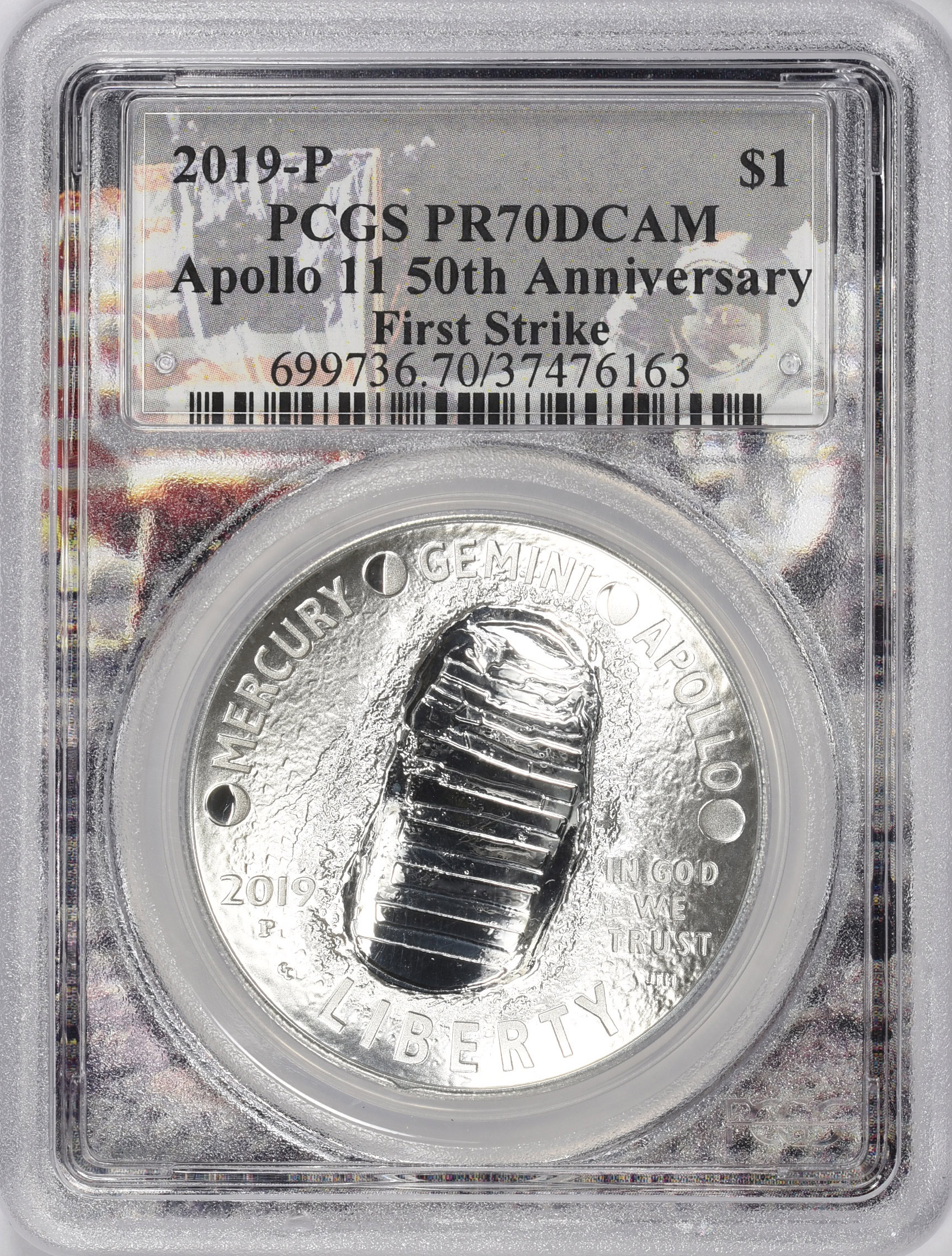 2019-P Apollo 11 50th Anniversary Silver Dollar First Strike PCGS Proof