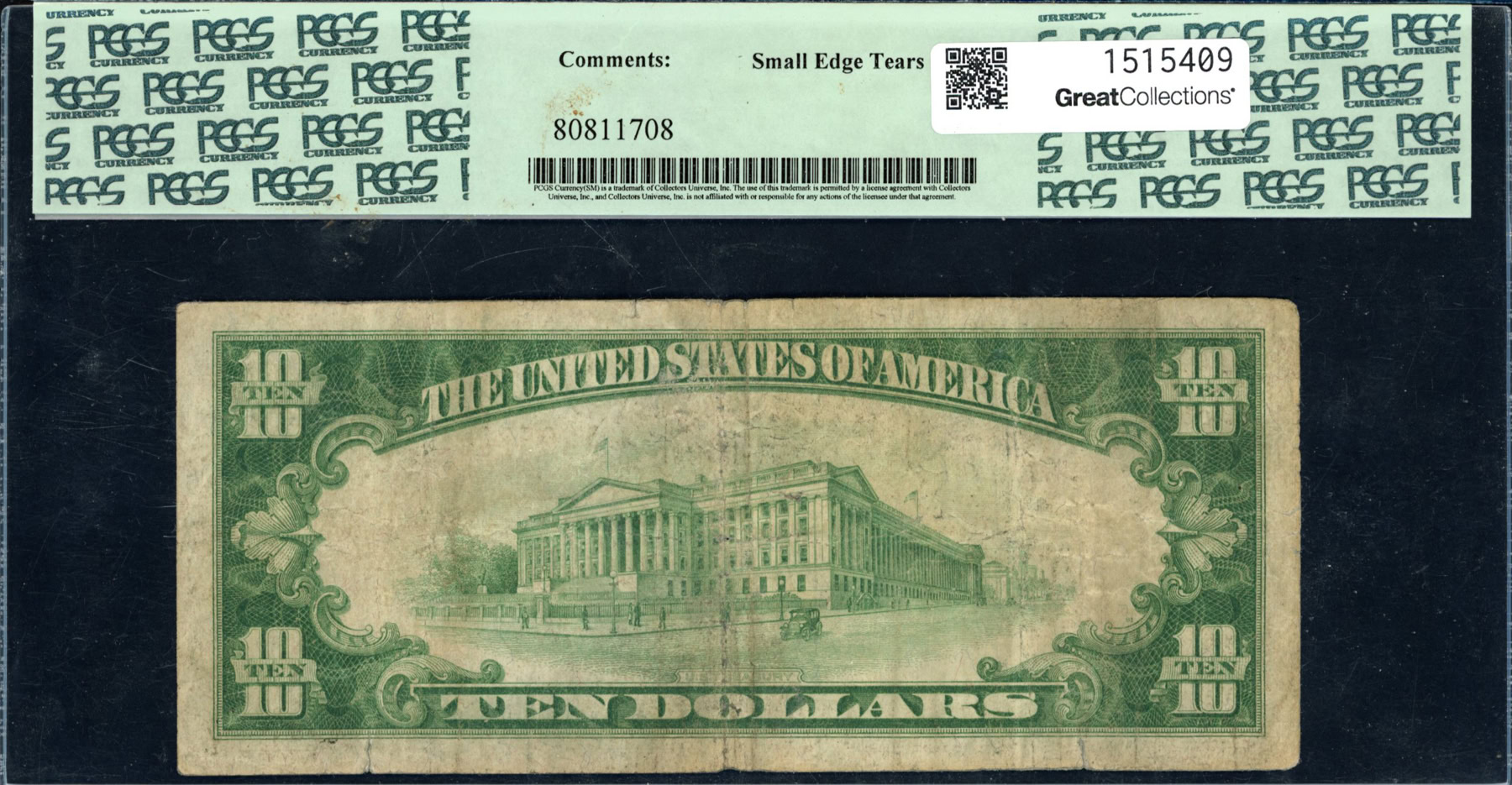 Fr. 2400 (AA Block) 1928 $10 Gold Certificate Note Woods / Mellon PCGS ...