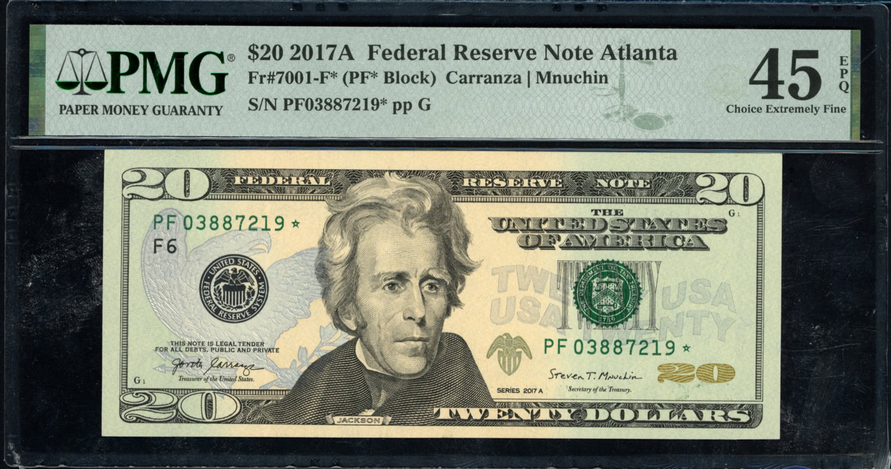 Fr. 7001-F★ (PF★ Block) 2017A $20 Atlanta Federal Reserve Star Note ...