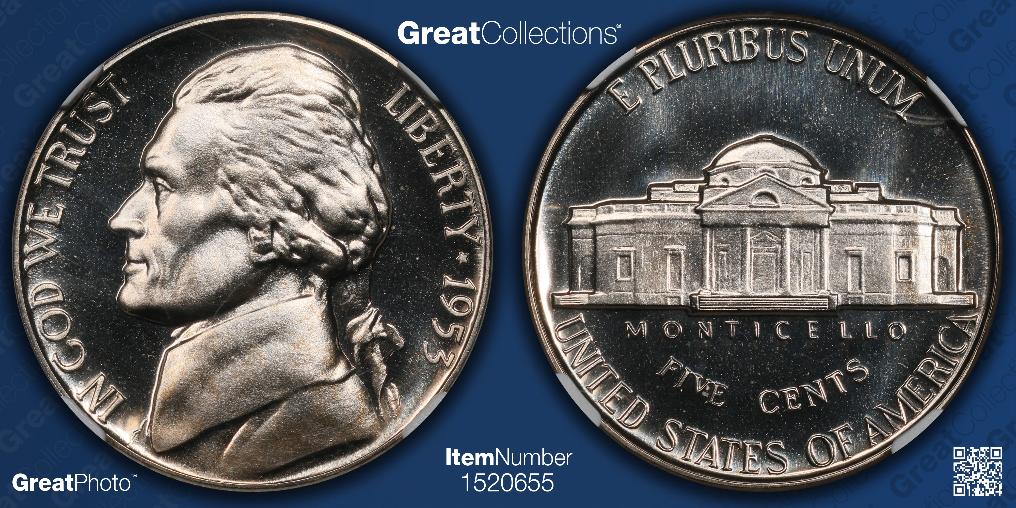 1953 Jefferson Nickel Ngc Proof 68 Cameo Item 1520655 