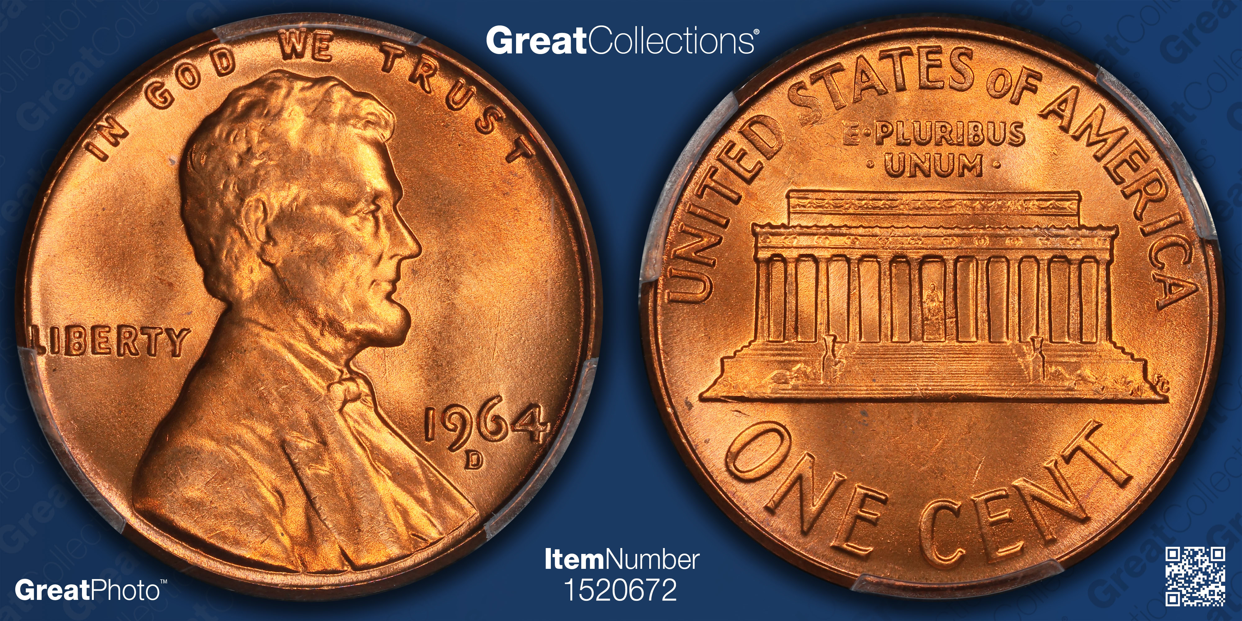 1964-D Lincoln Cent PCGS MS-67+ RD (Item 1520672