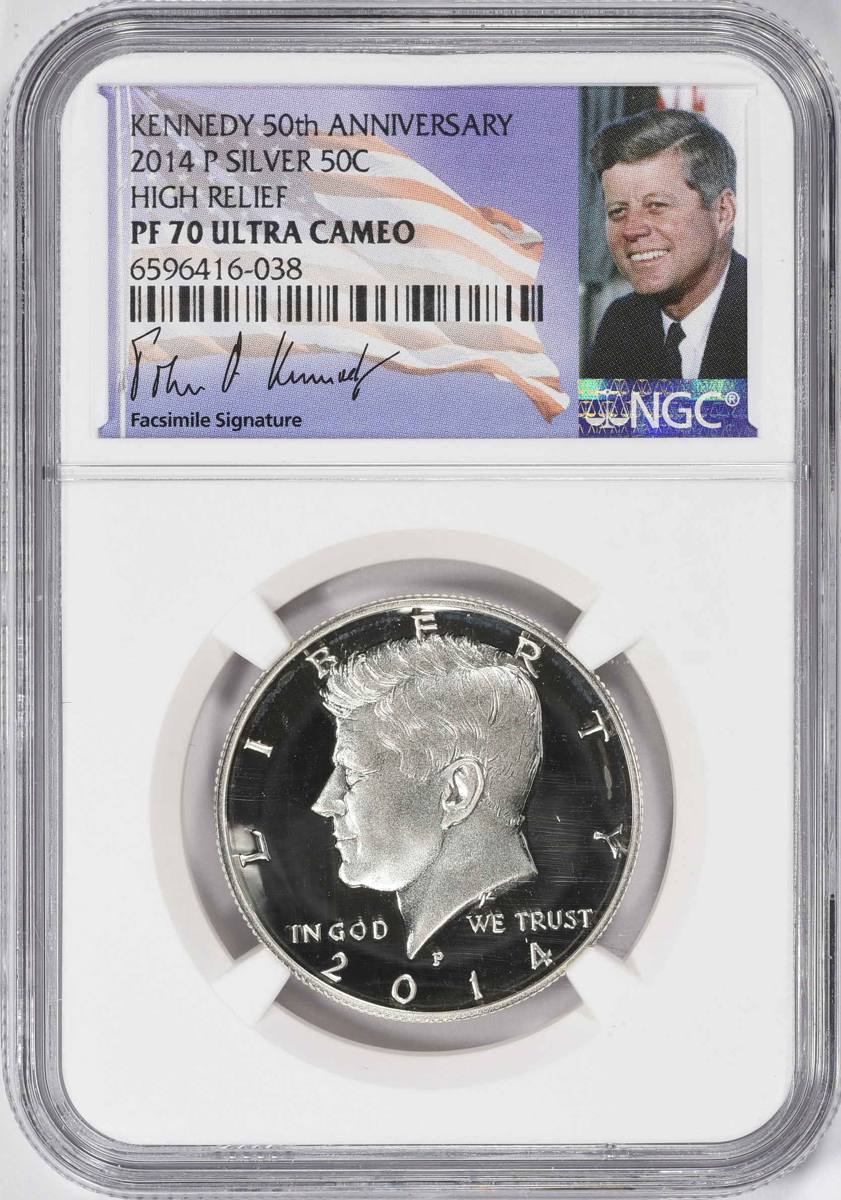 thumbnail image 2 of 2014 JFK John F Kennedy Half Dollar – P Mint Colorized Waving Flag – Uncirculated 2 of 4