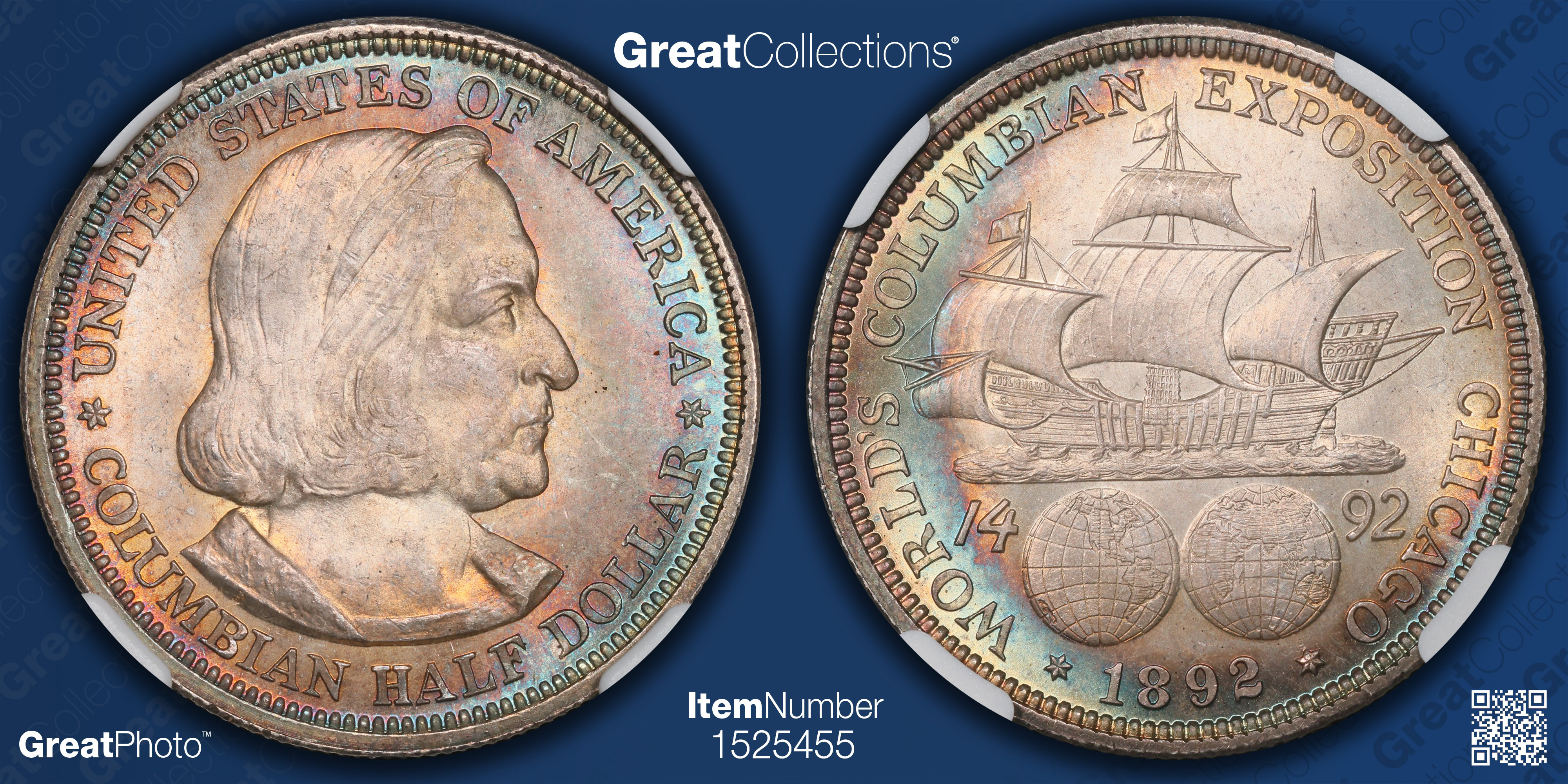 1892 World Columbian Exposition Half Dollar NGC MS-67+ (CAC Green