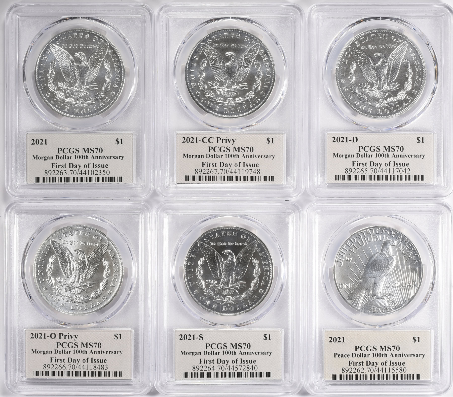 2021 Morgan and Peace Silver Dollar Set 100th Anniversary First