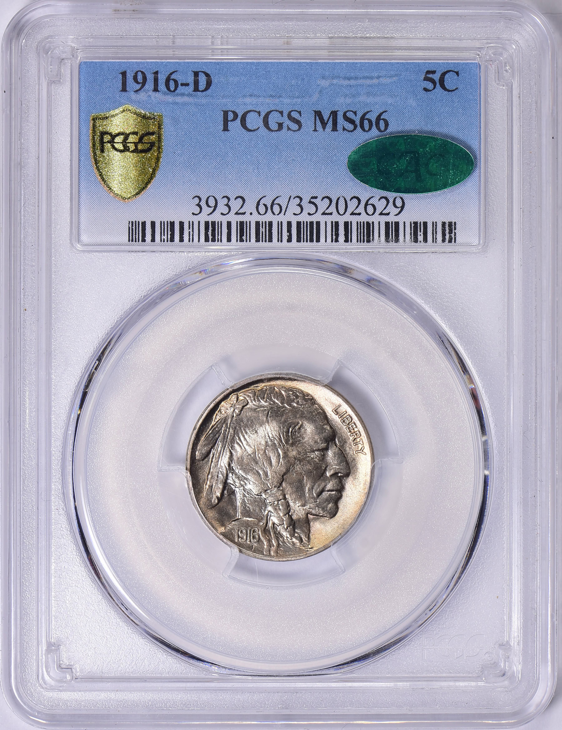 その他 Made in USA 1916-D Buffalo Nickel PCGS MS-66 (CAC Green) (Toned) (Item 1527543