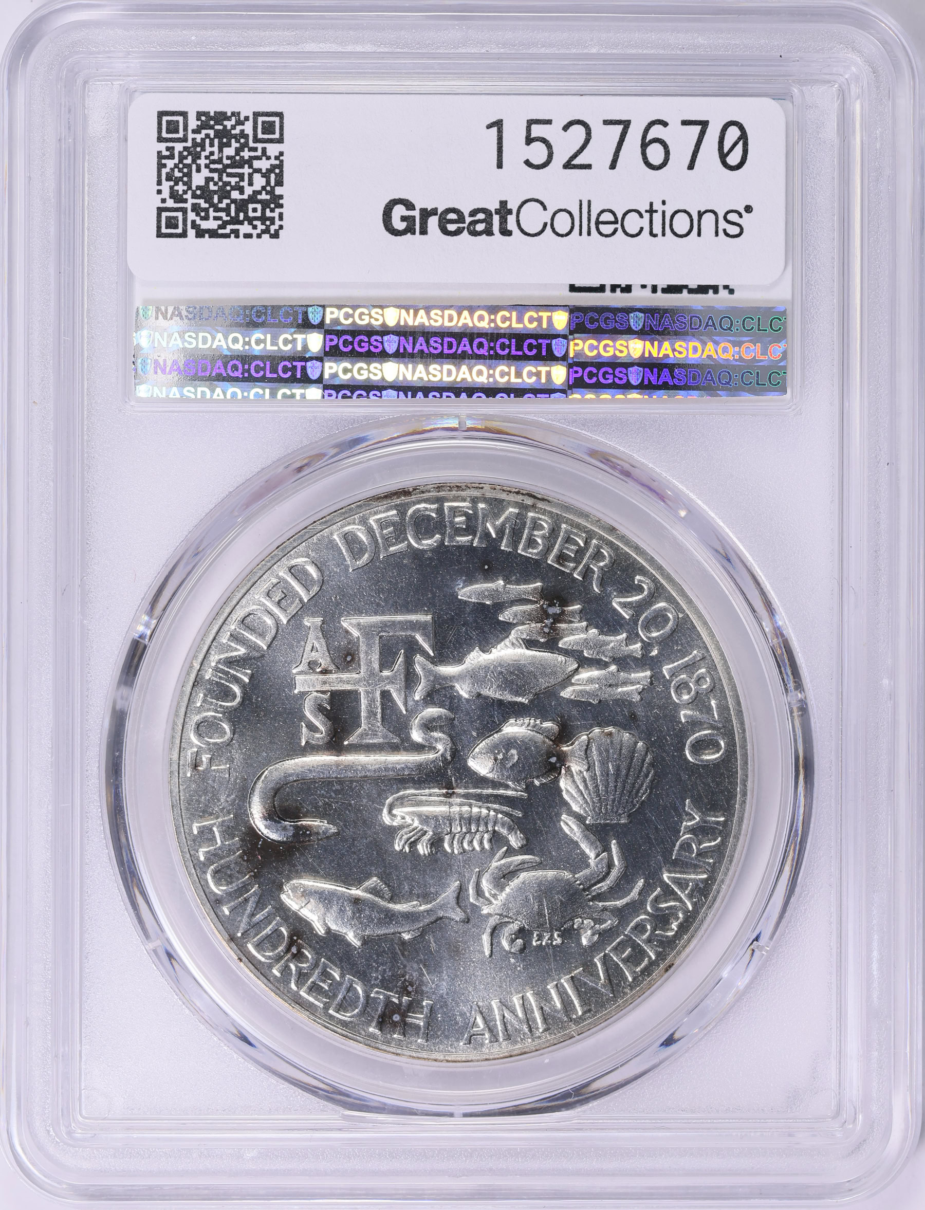 1970-P Silver Fisheries Society Centennial Medal D1970-3a PCGS MS