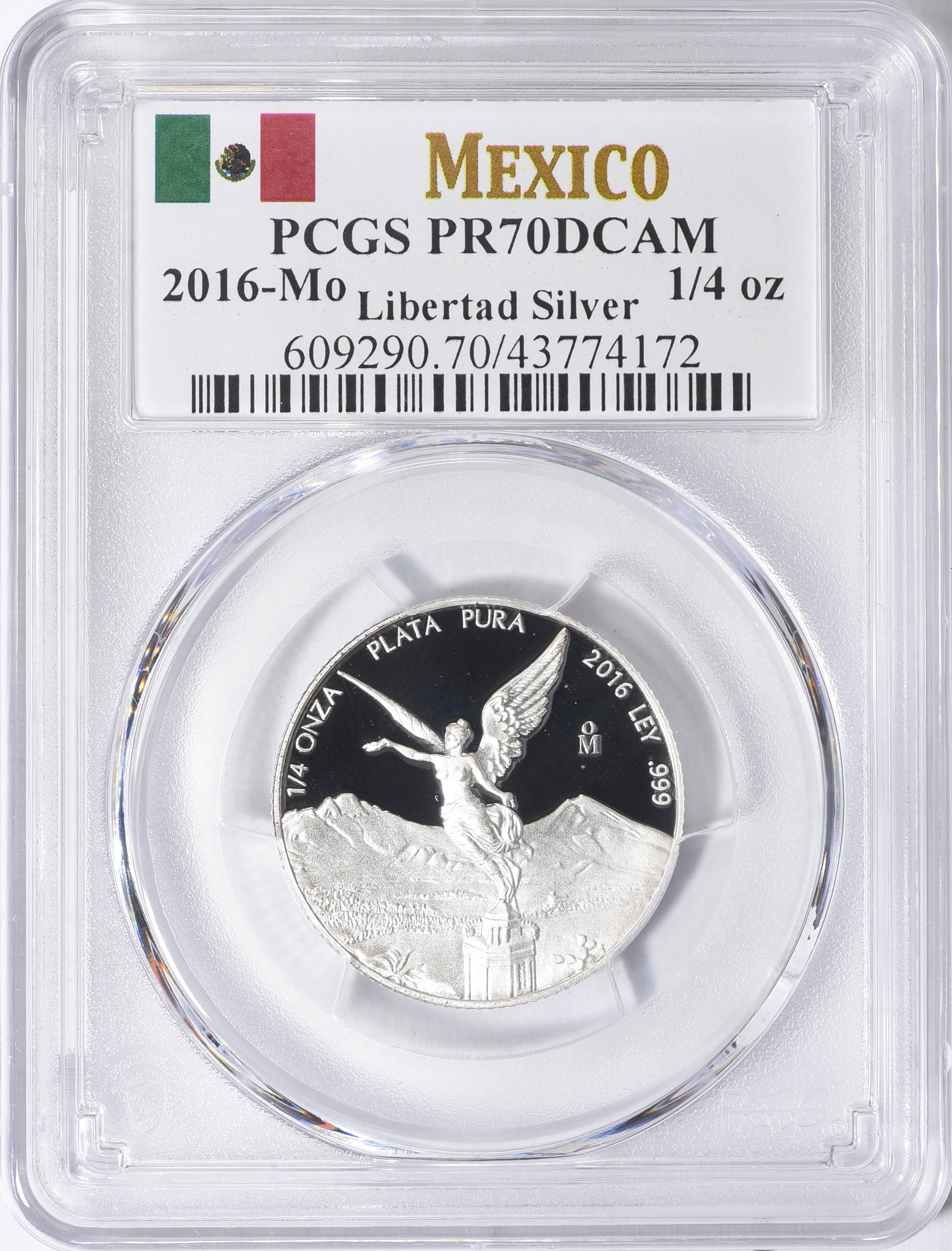 Mexico 2016-Mo Silver 1/4 Onza Libertad PCGS Proof-70 DCAM (Item