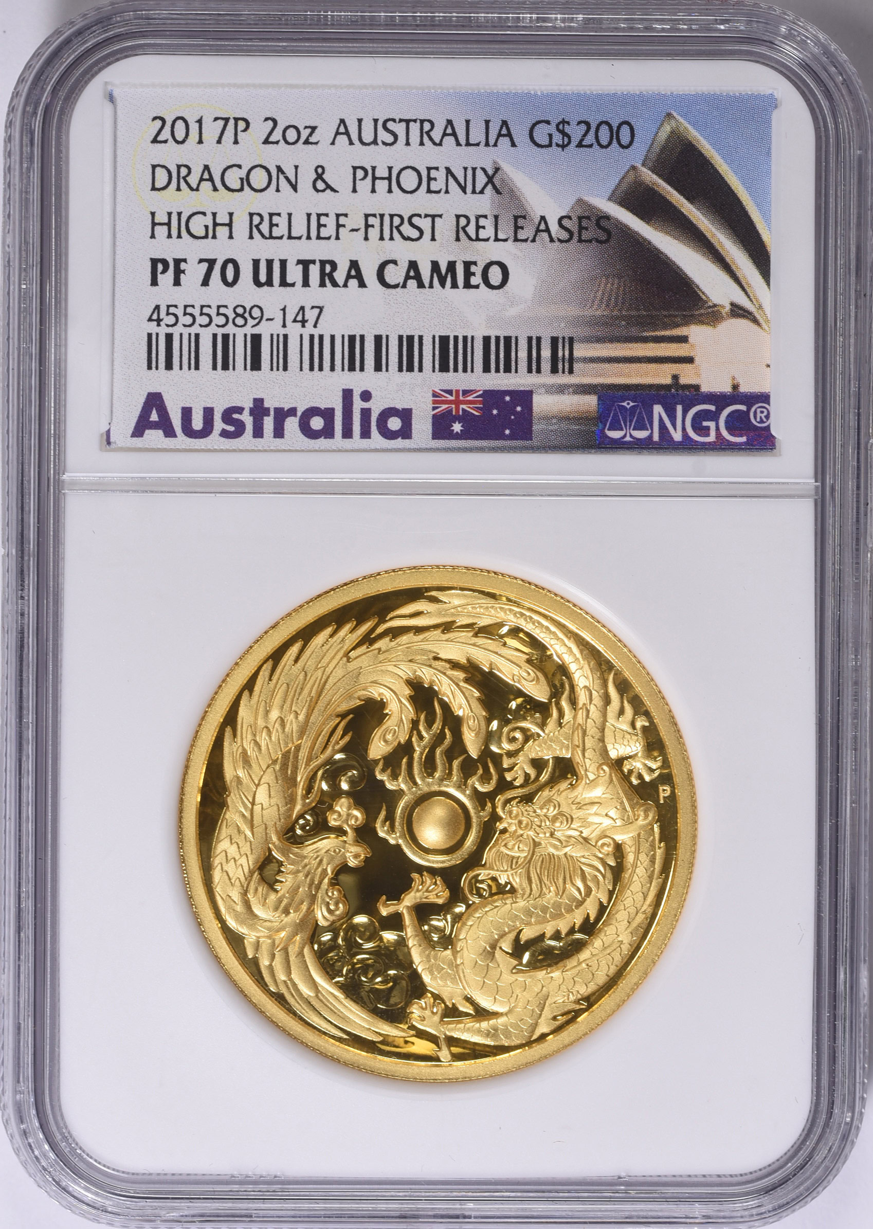 NGC PF70 Dragon and Phoenix 龍＆フェニックス Australia 2017-P Gold $200 Dragon and Phoenix High Relief First