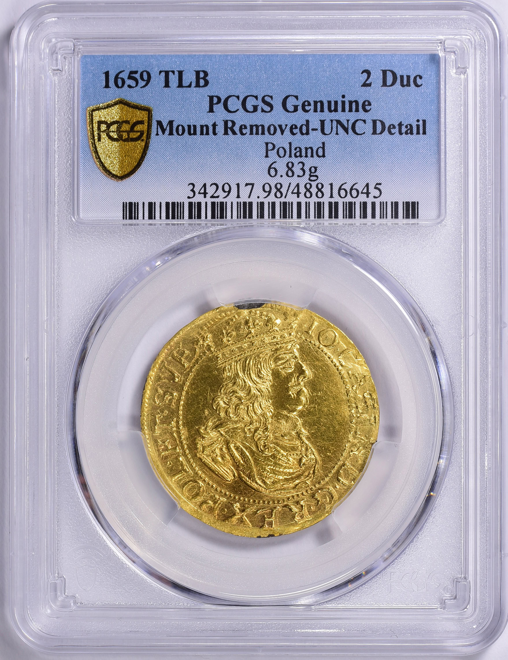 Poland 1659-TLB Gold 2 Ducat KM-111.1 PCGS Genuine Unc Details
