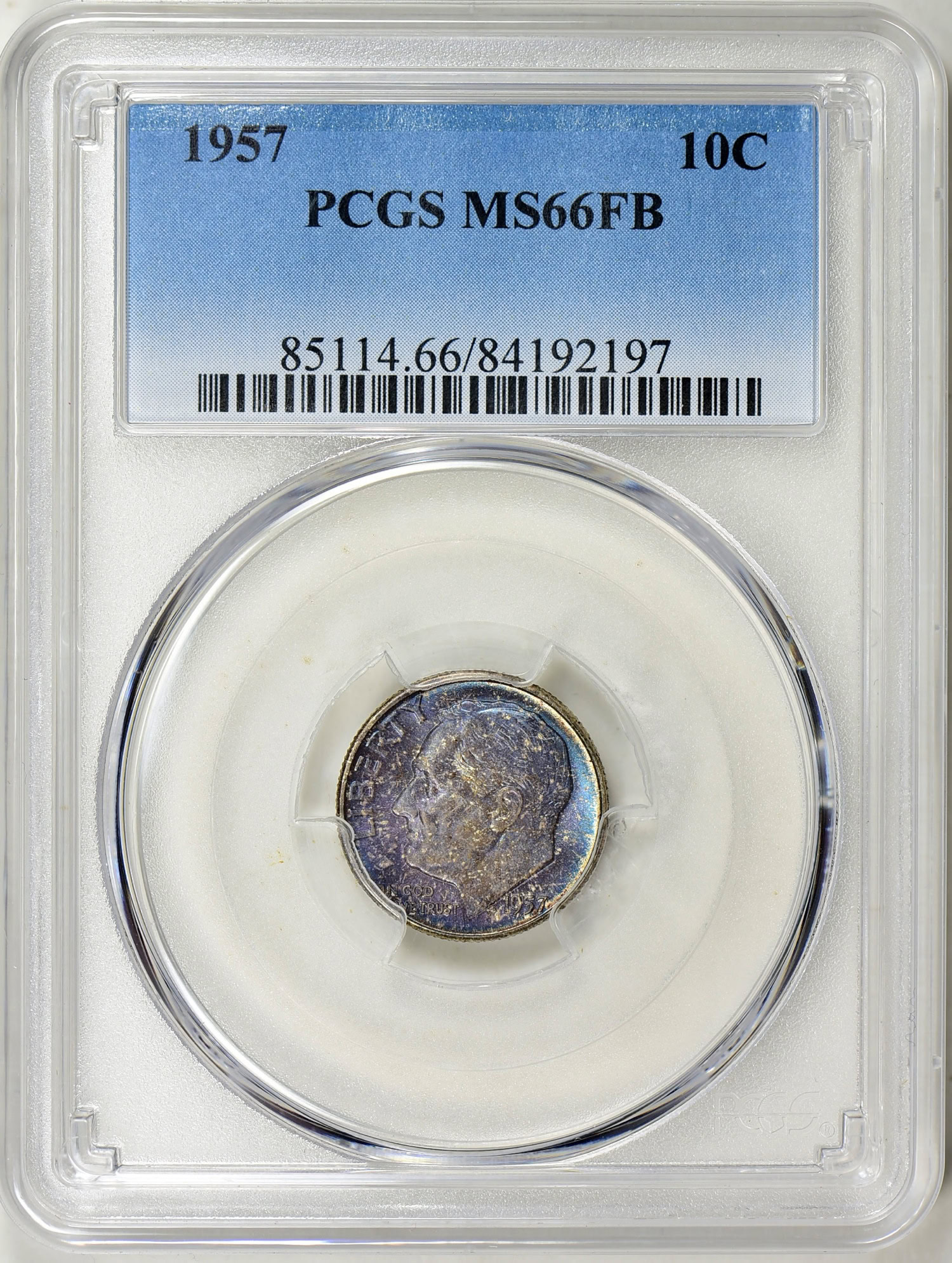 1957 Roosevelt Dime PCGS MS-66 FB (Toned) (Item 1538679 ...
