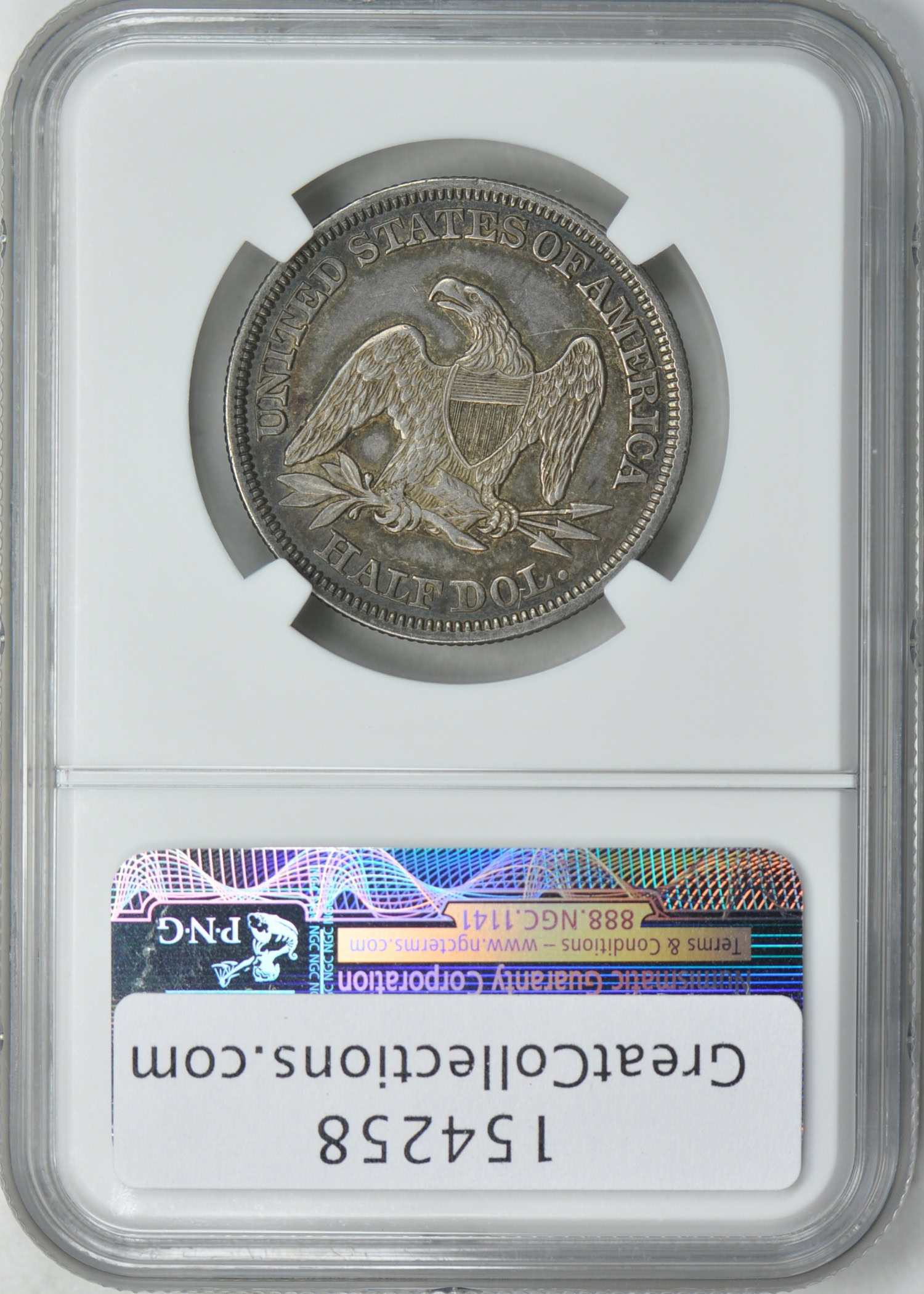 1858 Seated Liberty Half Dollar NGC AU-55 (Item 154258