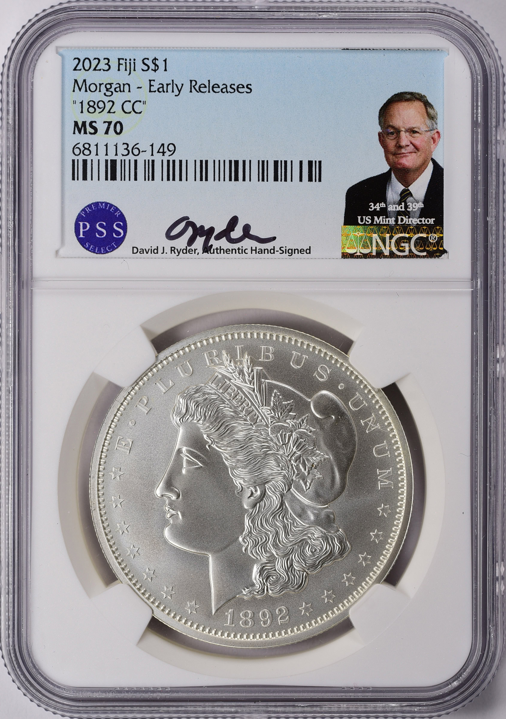 Fiji 2023 Silver Dollar 1892-CC Morgan Dollar Early Releases NGC