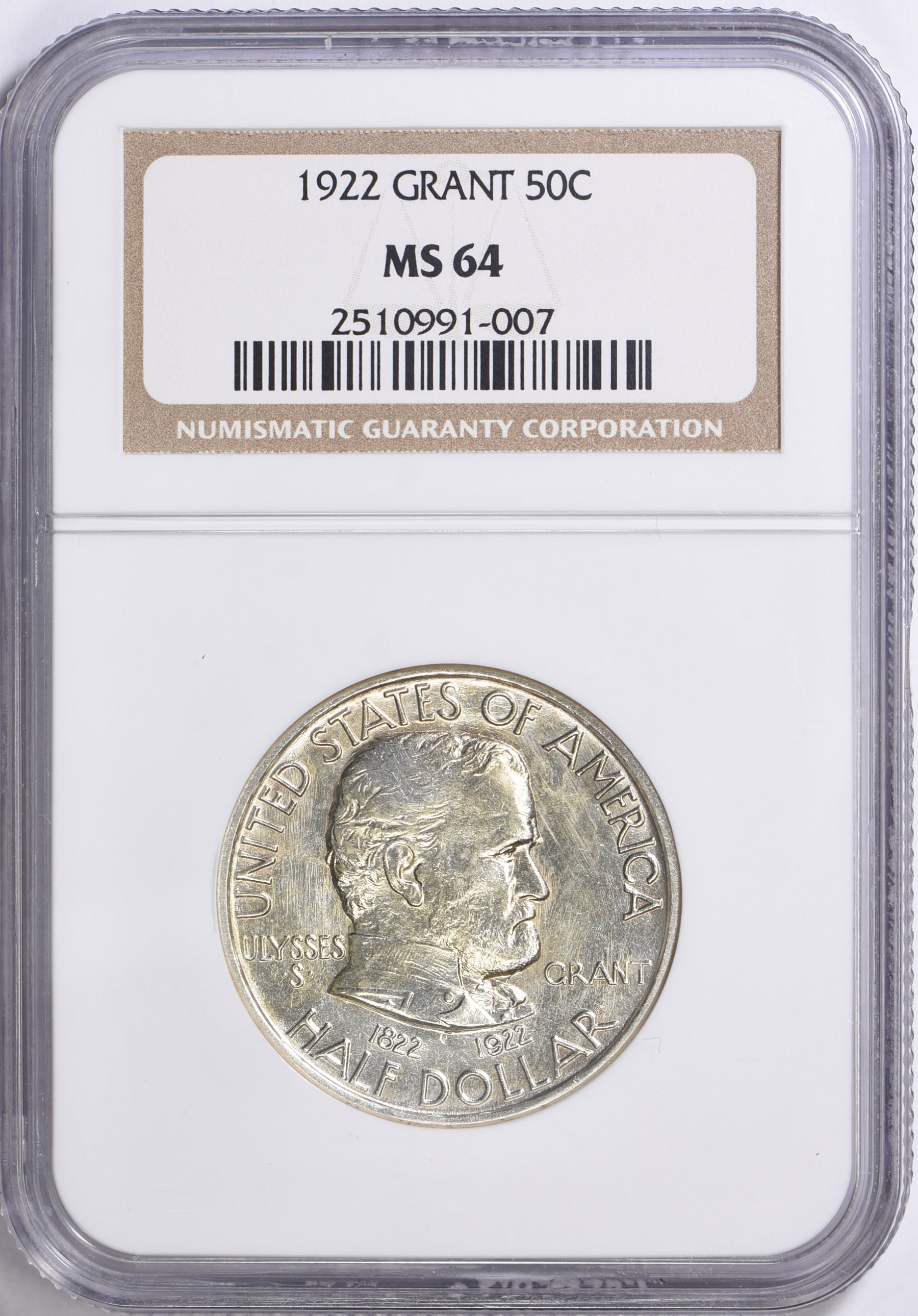 1922 Grant Memorial Half Dollar No Star NGC MS-64 (Item 1544970