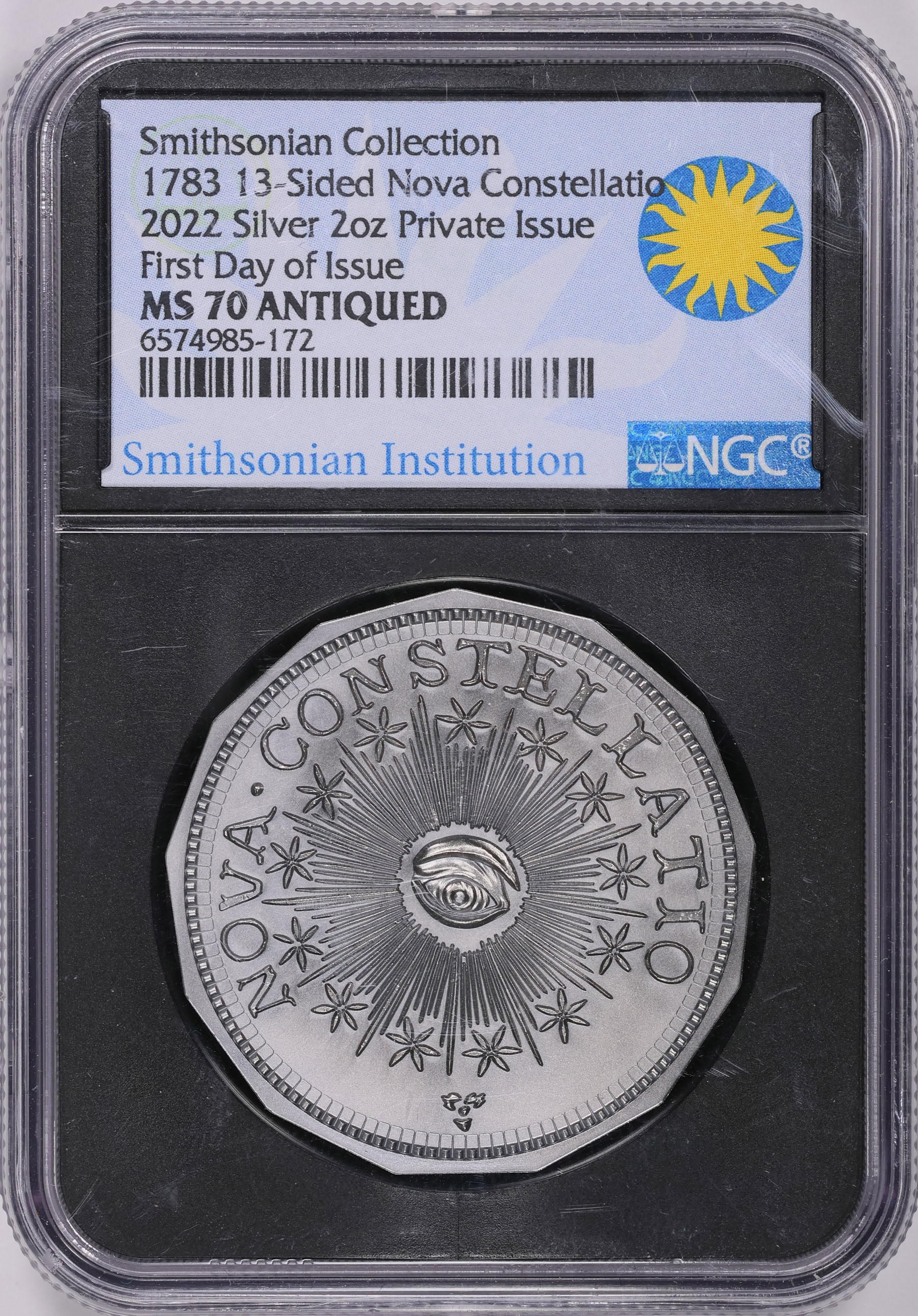 2022 Silver 2oz 1783 Nova Constellation 13 Sided Smithsonian