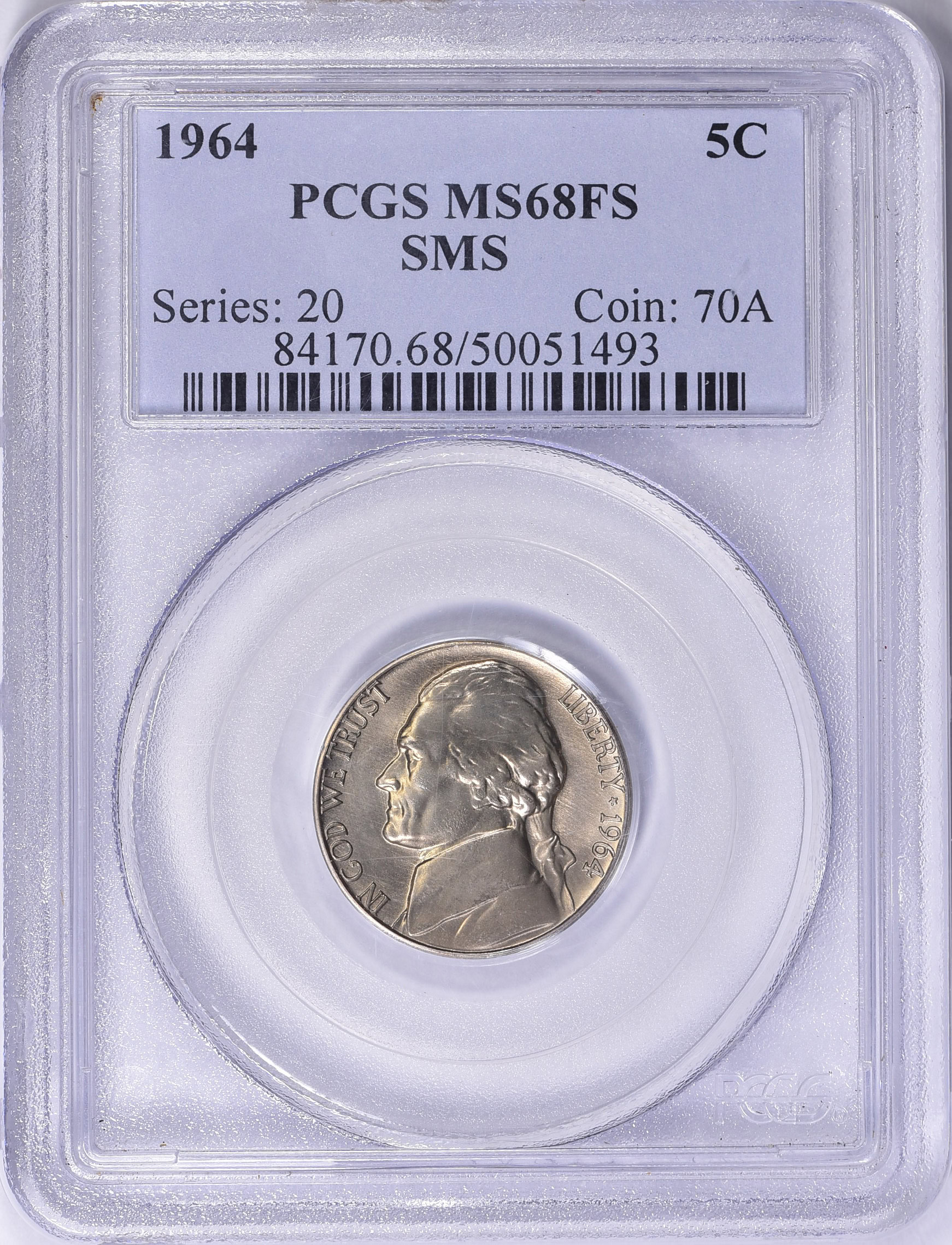 1964 Jefferson Nickel SMS PCGS MS-68 FS (Item 1558120