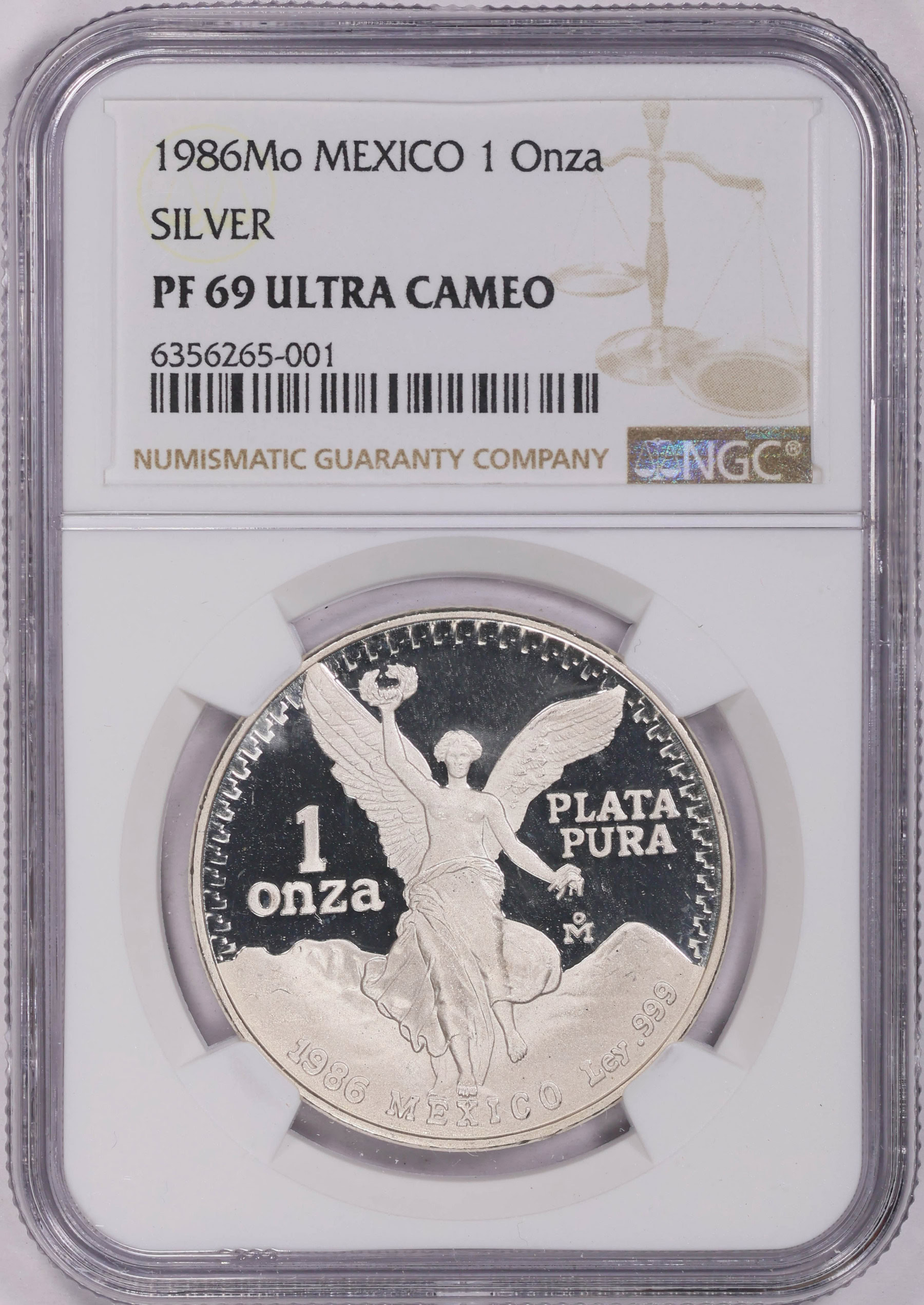 Mexico 1986-Mo Silver Onza Libertad KM-494.1 NGC Proof-69 UC (Item