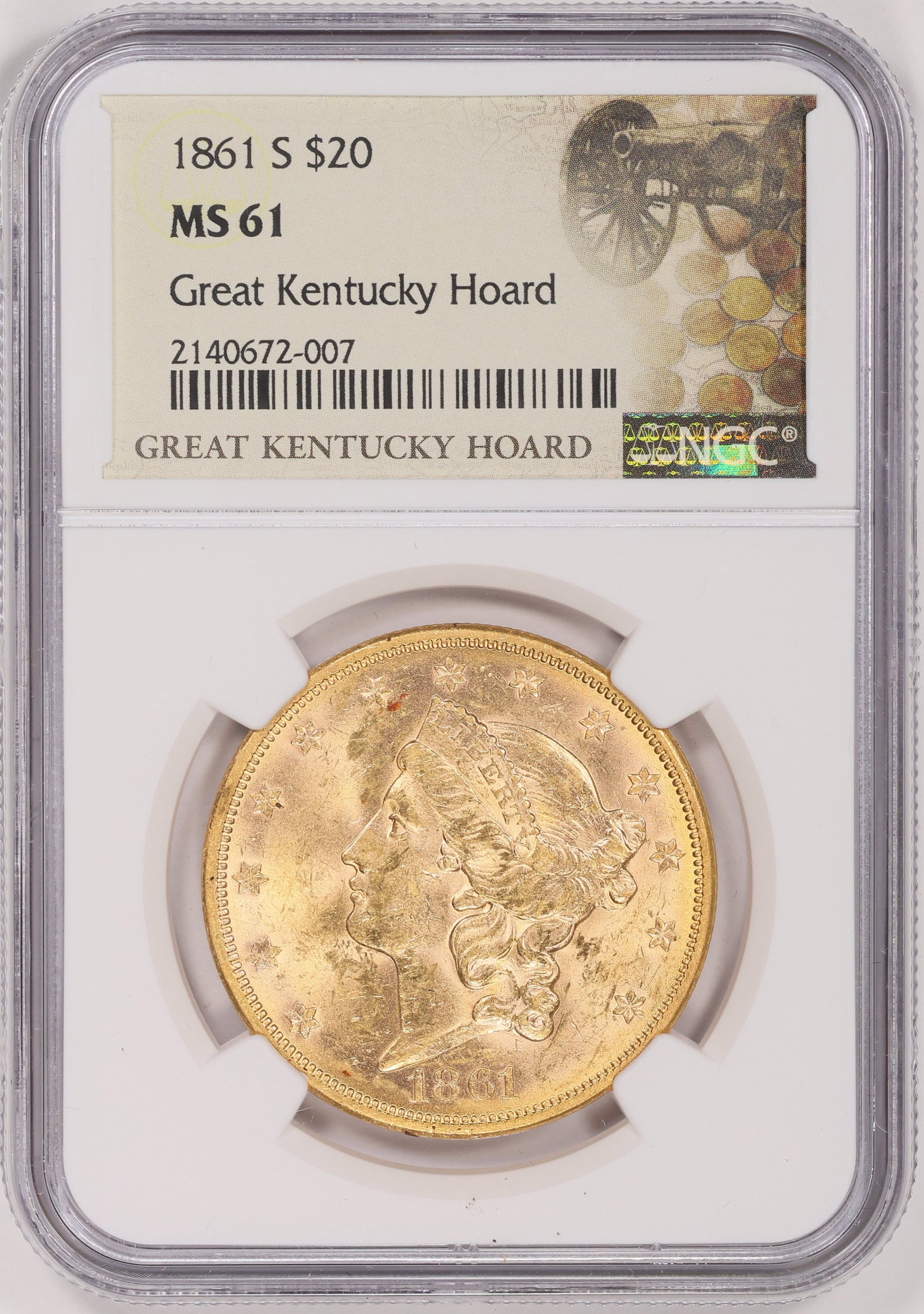 1861-S Liberty Gold Double Eagle NGC MS-61 (Great Kentucky