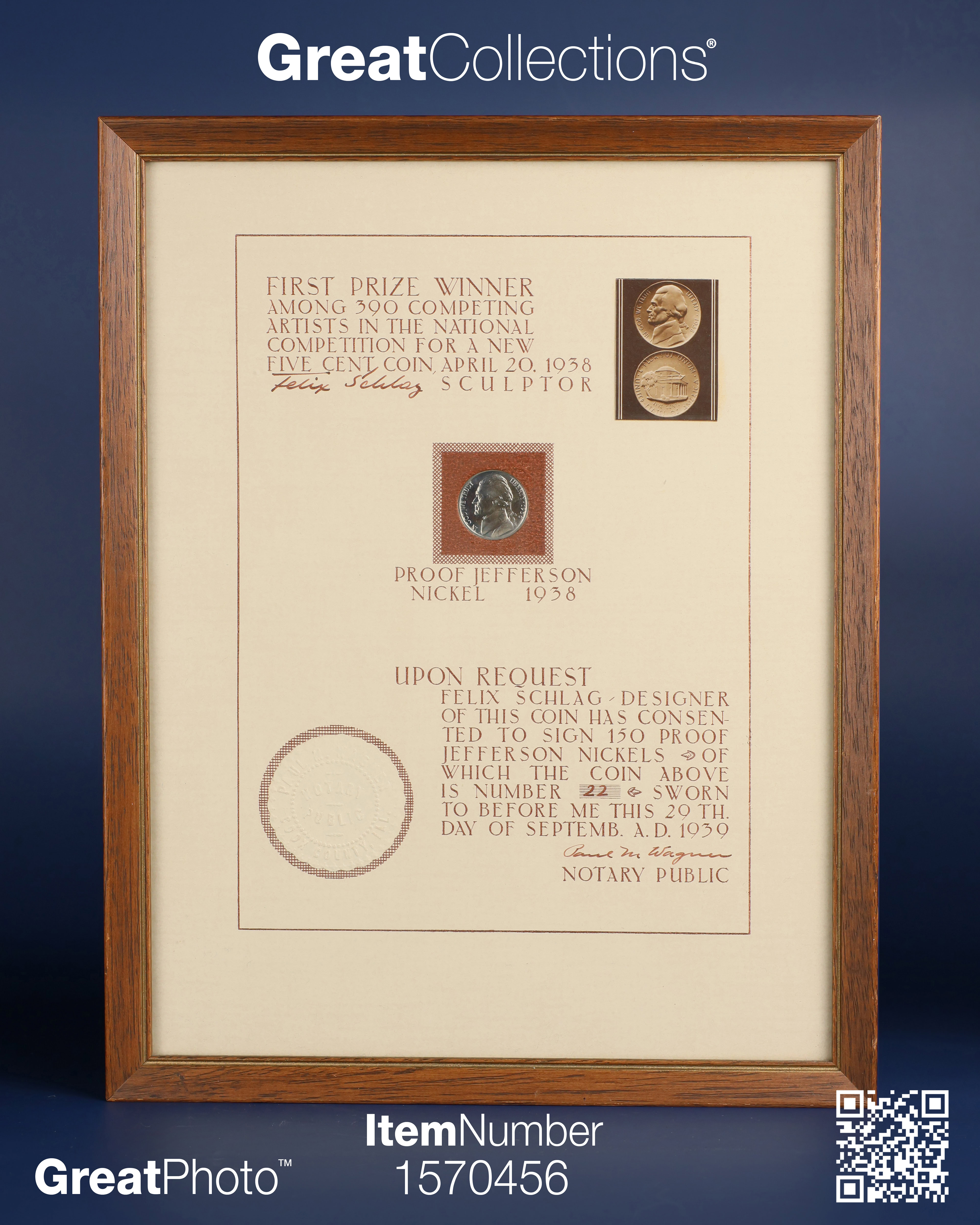 FREEKWENCY SEAL THE DEAL 現行ブギー レア 1938 Jefferson Nickel Proof Uncertified in Frame Signed by