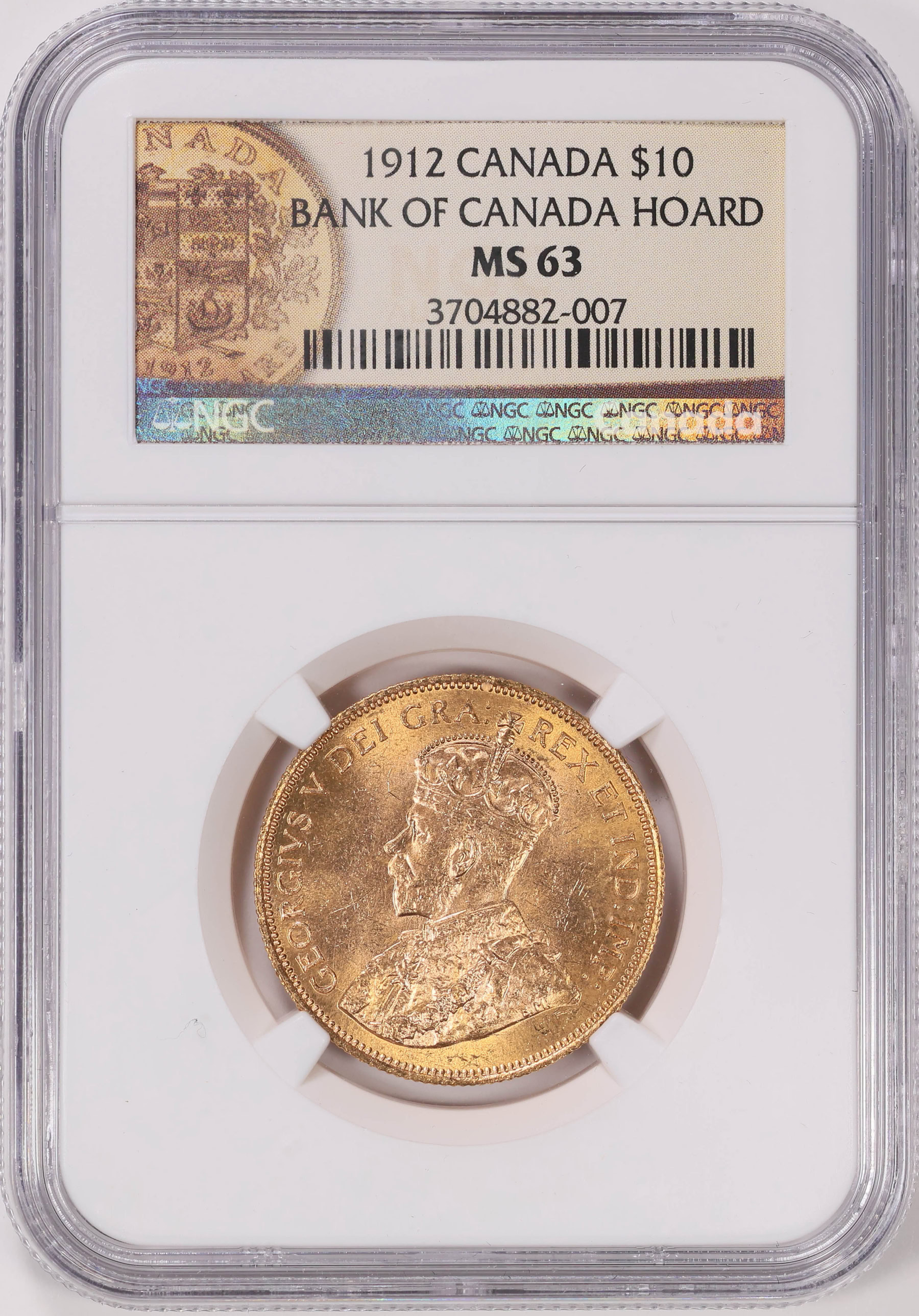 返金 Canada 1912 Gold $10 KM-27 NGC MS-63 (AGW = 0.4837 oz.) (Item