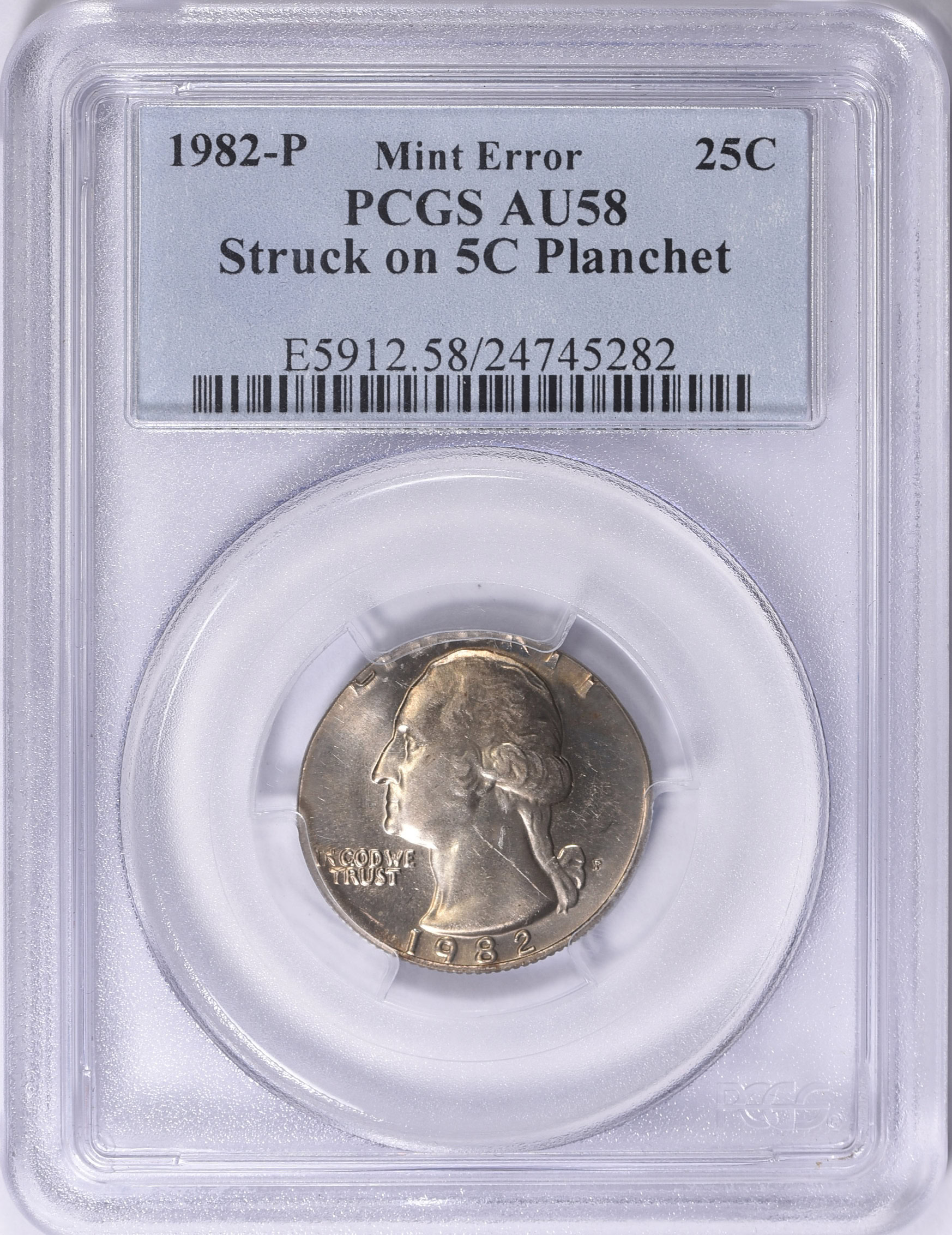 Mint Error 1982-P Washington Quarter Struck on Jefferson