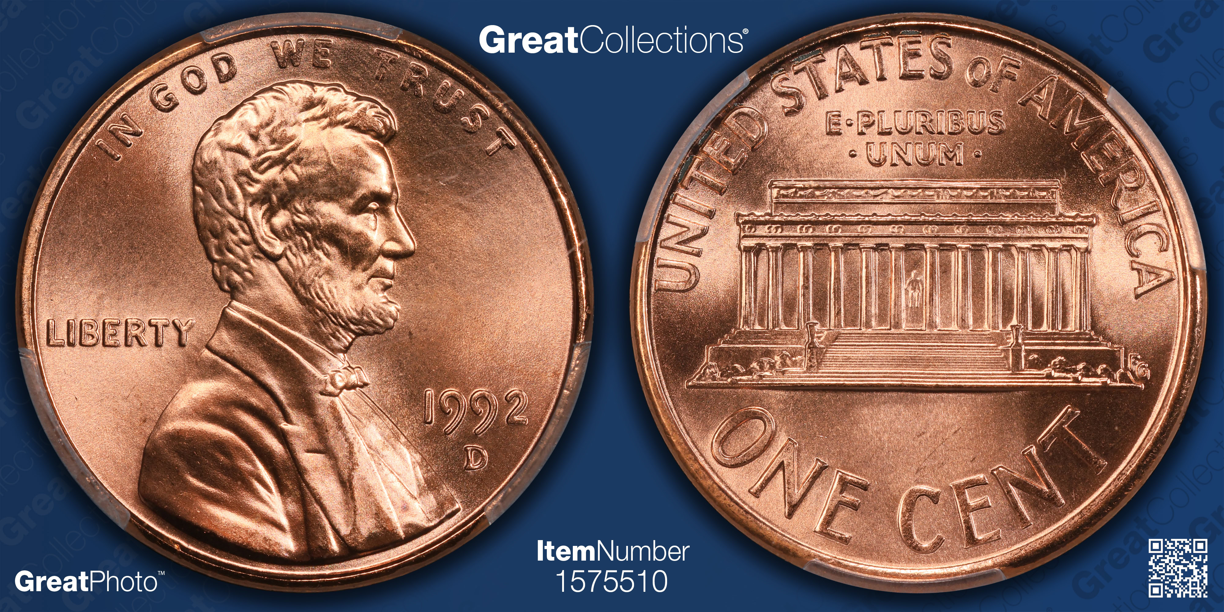 1992-D Lincoln Cent PCGS MS-69 RD (Item 1575510