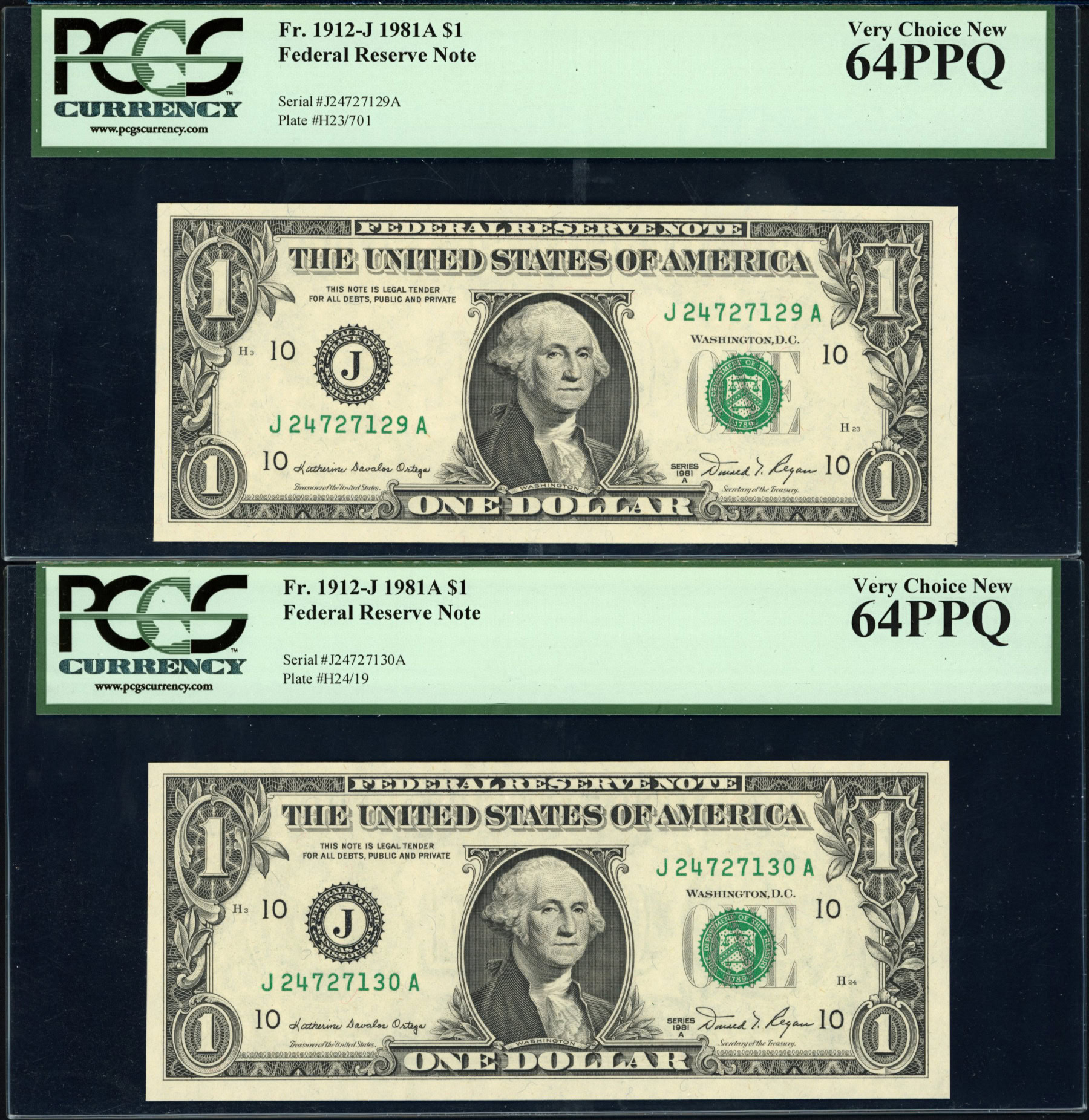 Fr. 1912-J (JA Block) 1981A $1 Kansas City Federal Reserve Notes ...