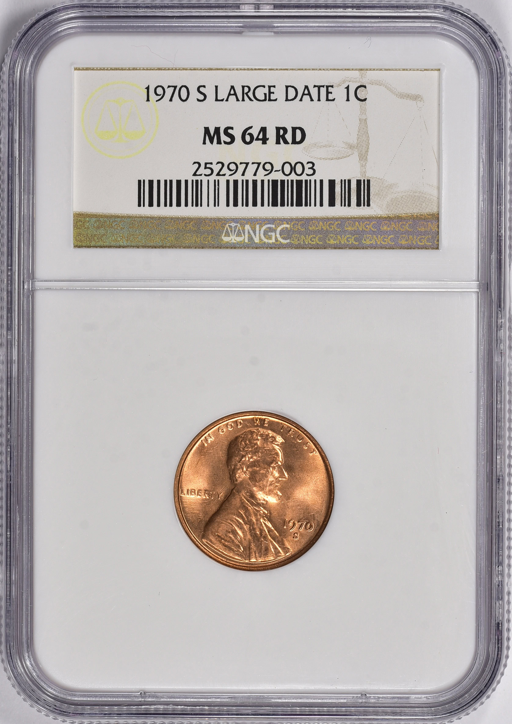 1970-S Lincoln Cent Large Date NGC MS-64 RD (Item 1580919