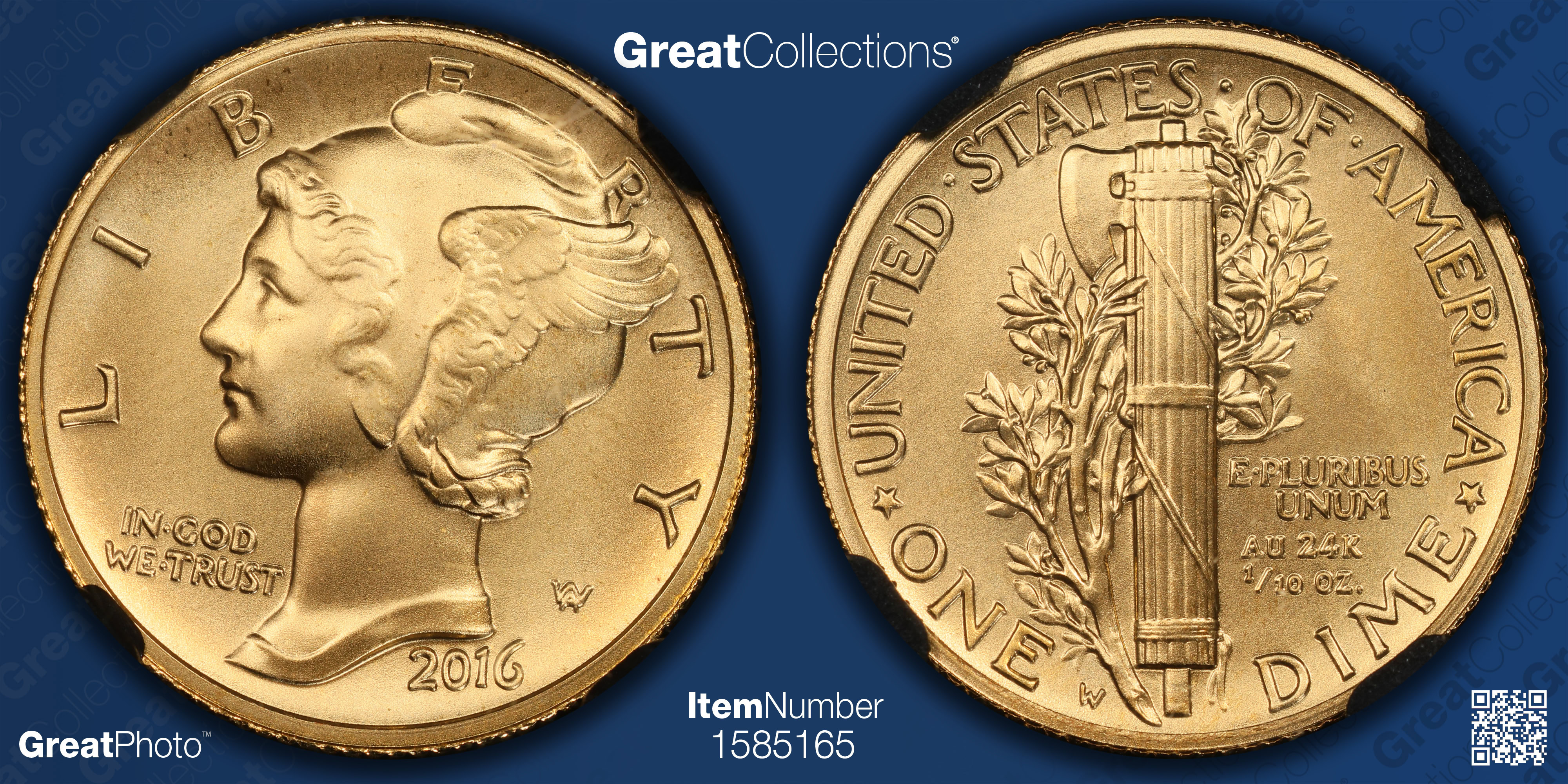 2016-W Gold Mercury Dime 100th Anniversary. First Releases NGC SP