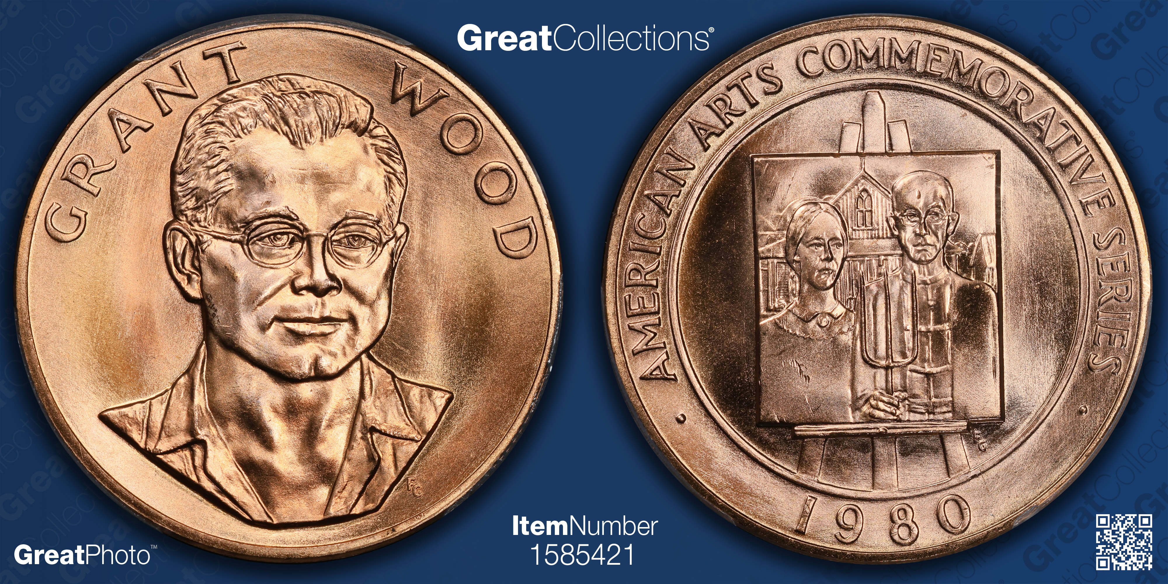 1980 Gold 1oz. American Arts Commemorative Series Grant Wood U.S.