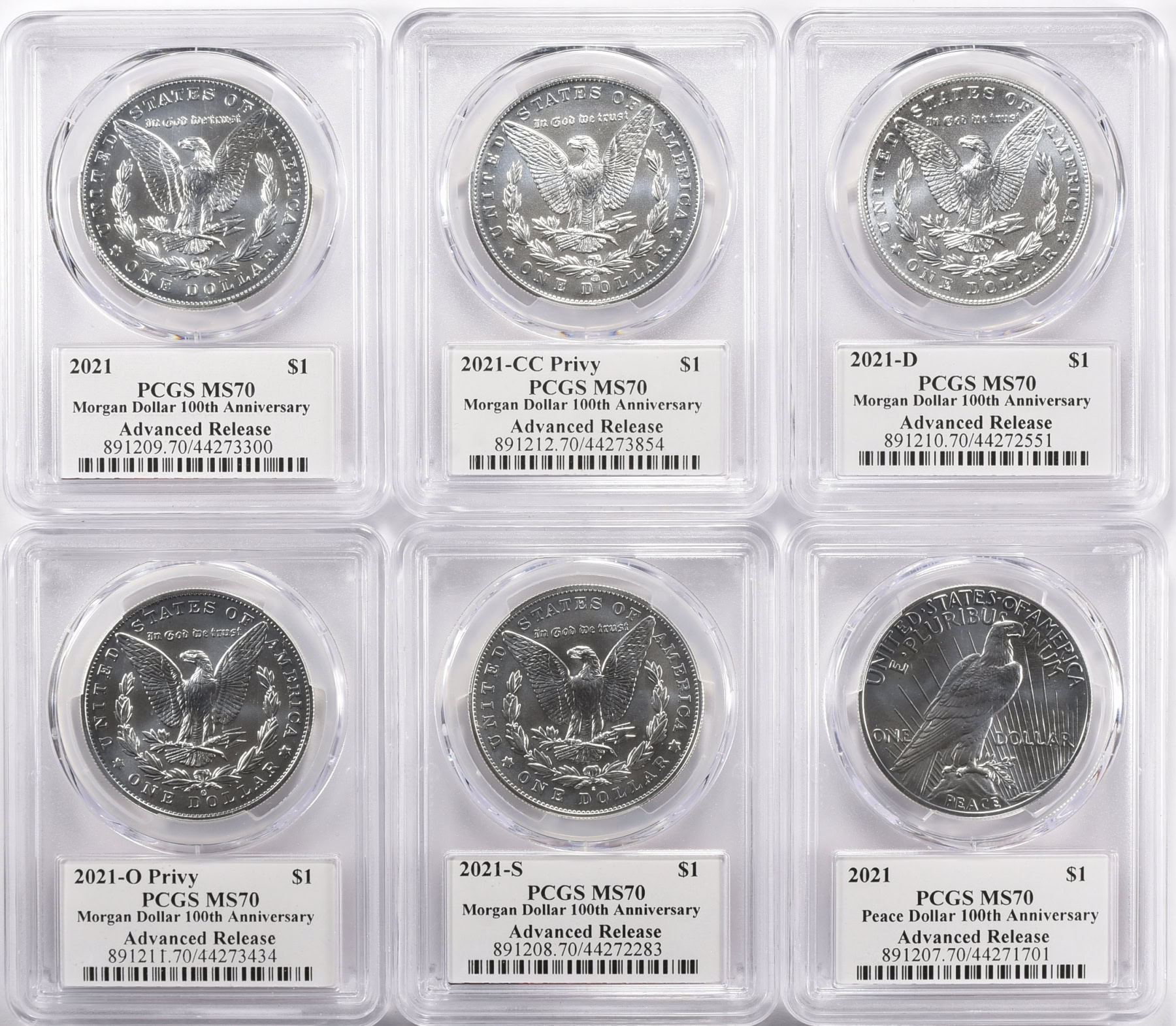 2021 Morgan and Peace Silver Dollar Set 100th Anniversary Advanced