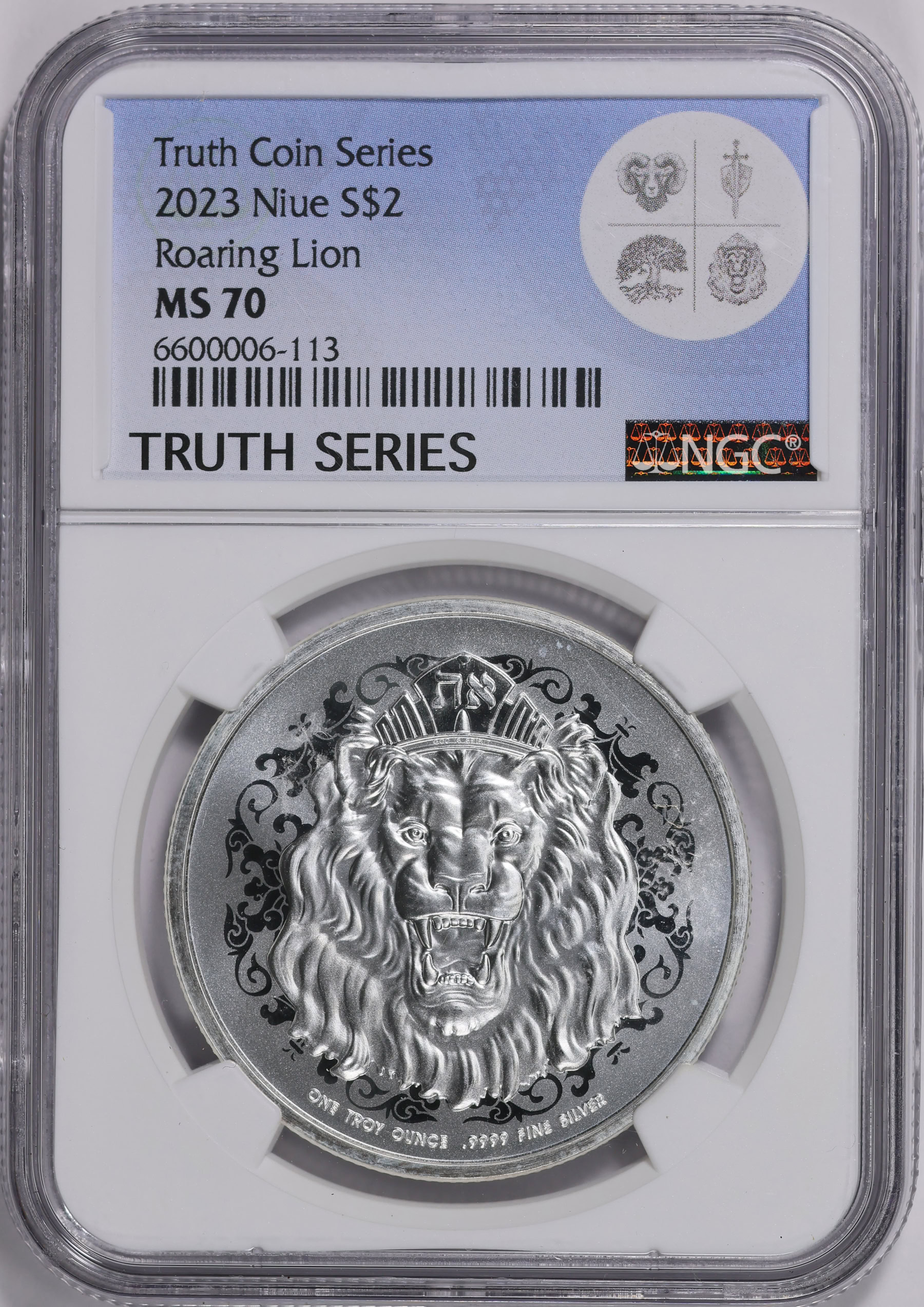 Niue 2023 Silver $2 Truth Coin Series Roaring Lion NGC MS-70 | NGC
