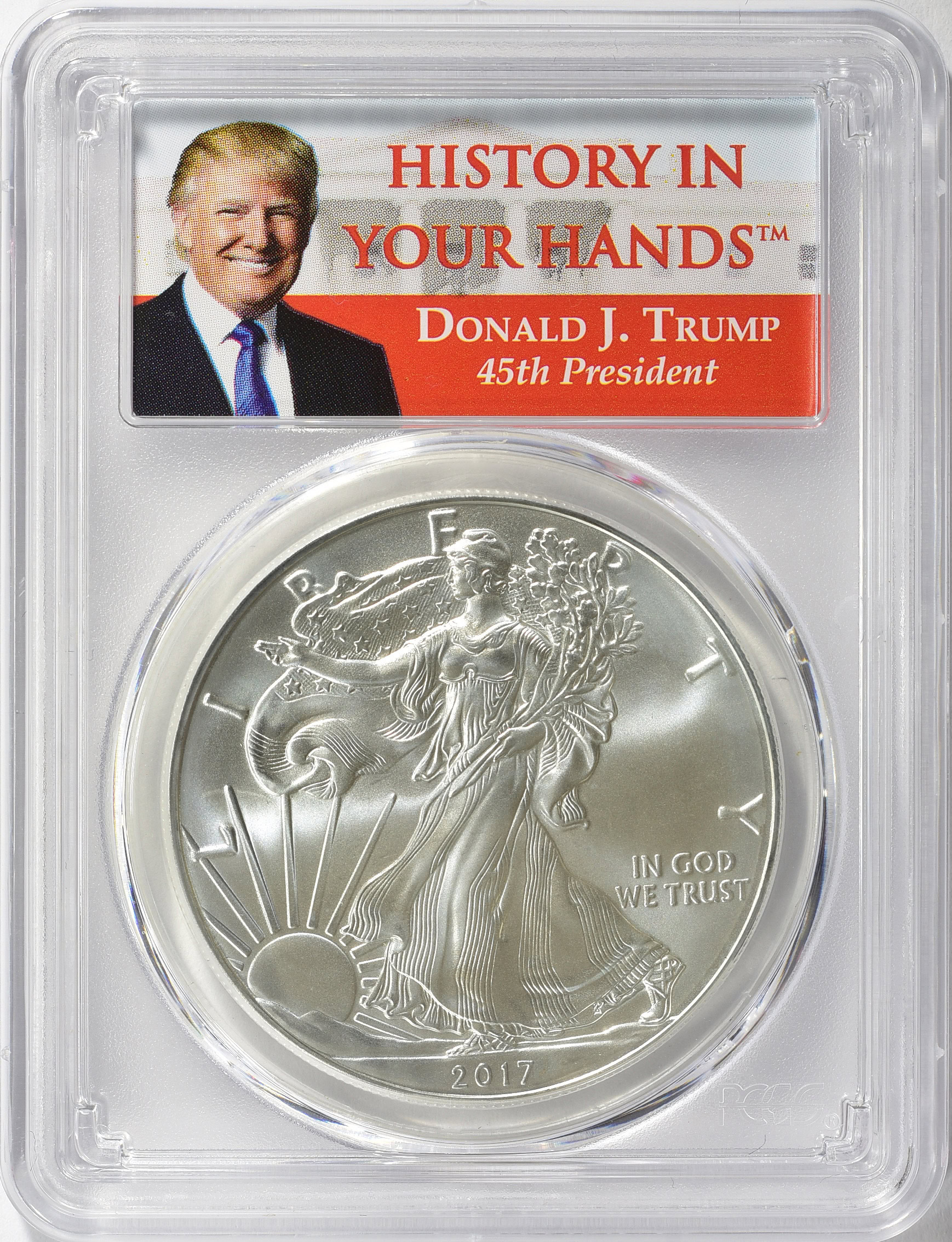 2017 $1 Silver Eagle First Strike PCGS MS-70 (Donald J. Trump