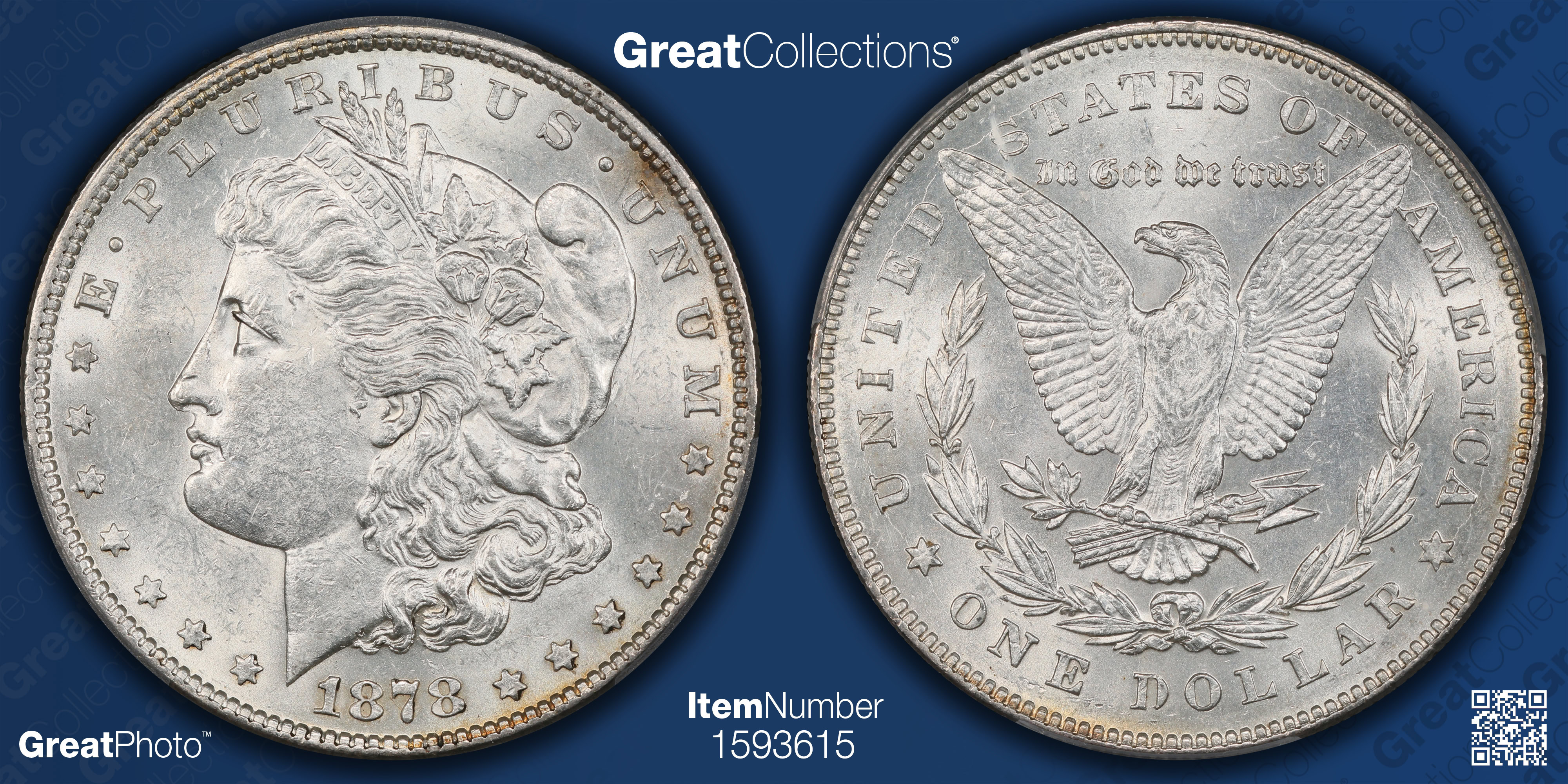 1966年ニューヘブリディーズ諸島大型100フラン銀貨 PCGS AU55 1878 Morgan Silver Dollar 7 Tailfeathers, Reverse of 1878 PCGS AU