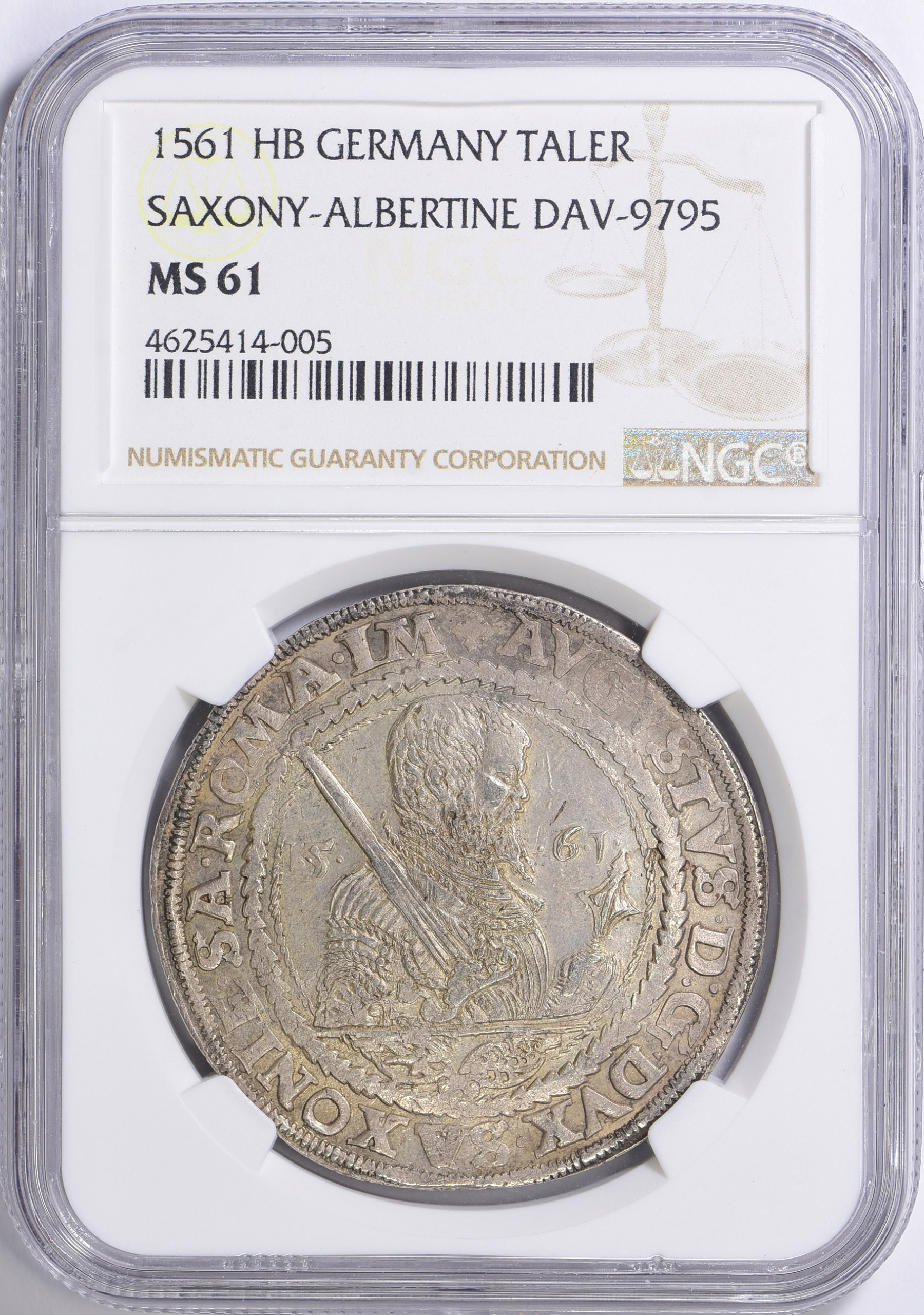 Germany - Saxony-Albertine 1561-HB Silver Thaler NGC MS-61 (Item