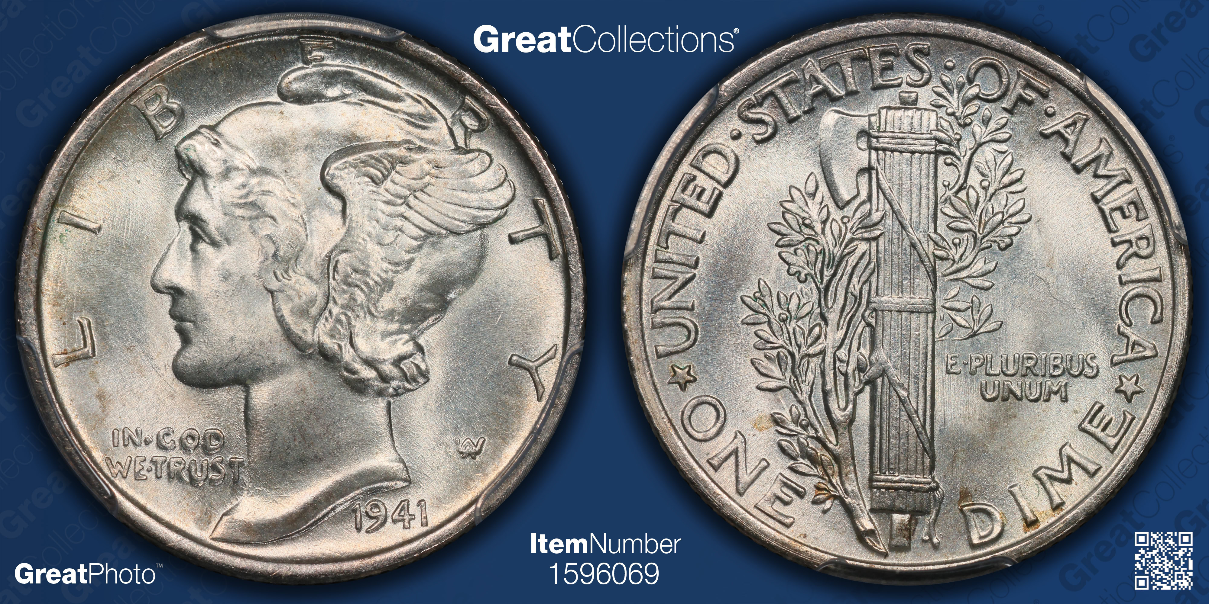 1941 Mercury Dime Double Die Obverse FS-101 PCGS MS-66 (Item 1596069 ...