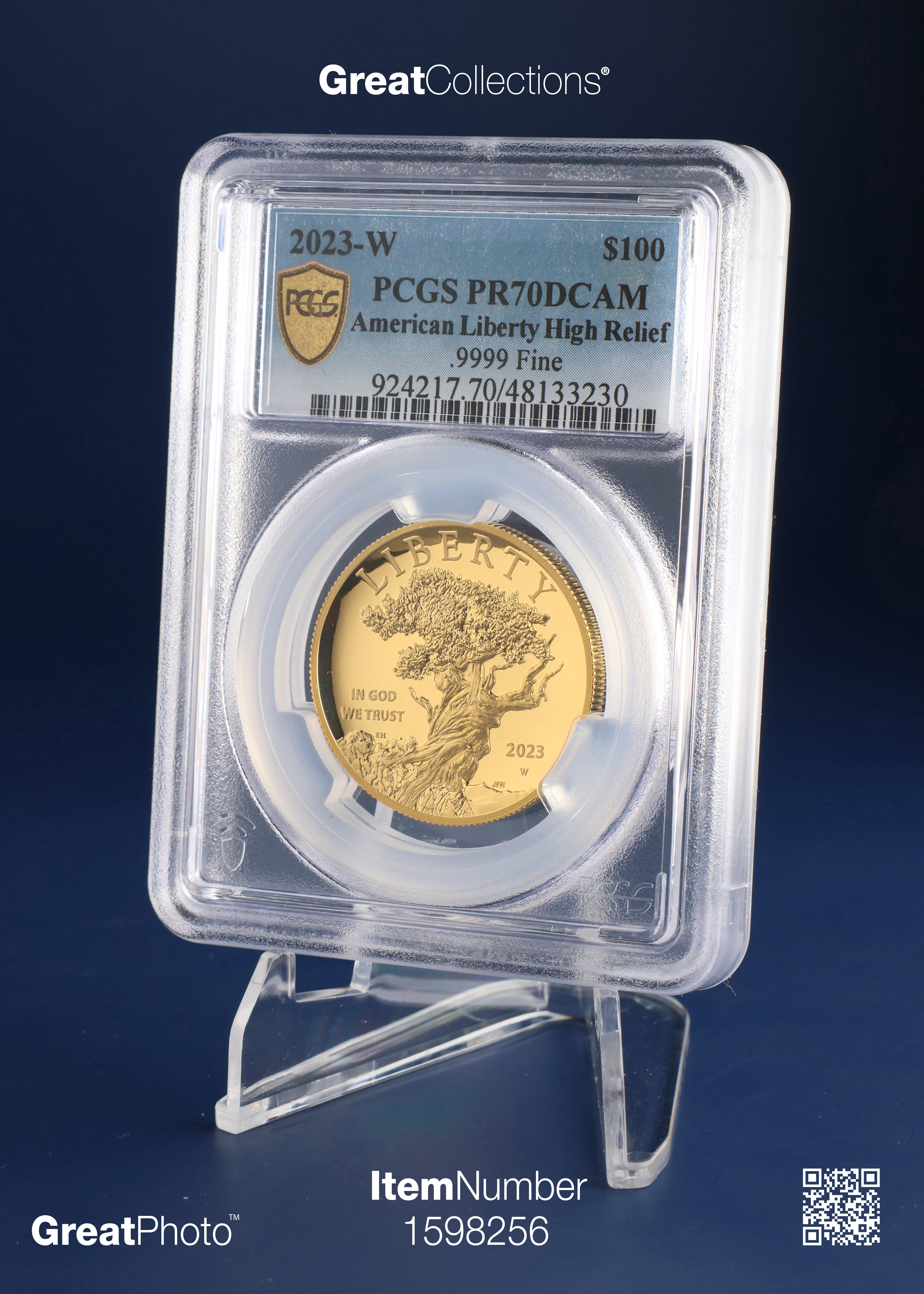2023-W Gold $100 American Liberty High Relief PCGS Proof-70 DCAM | PCGS  Cert #48133230 | GreatCollections Coin Auctions Item #1598256