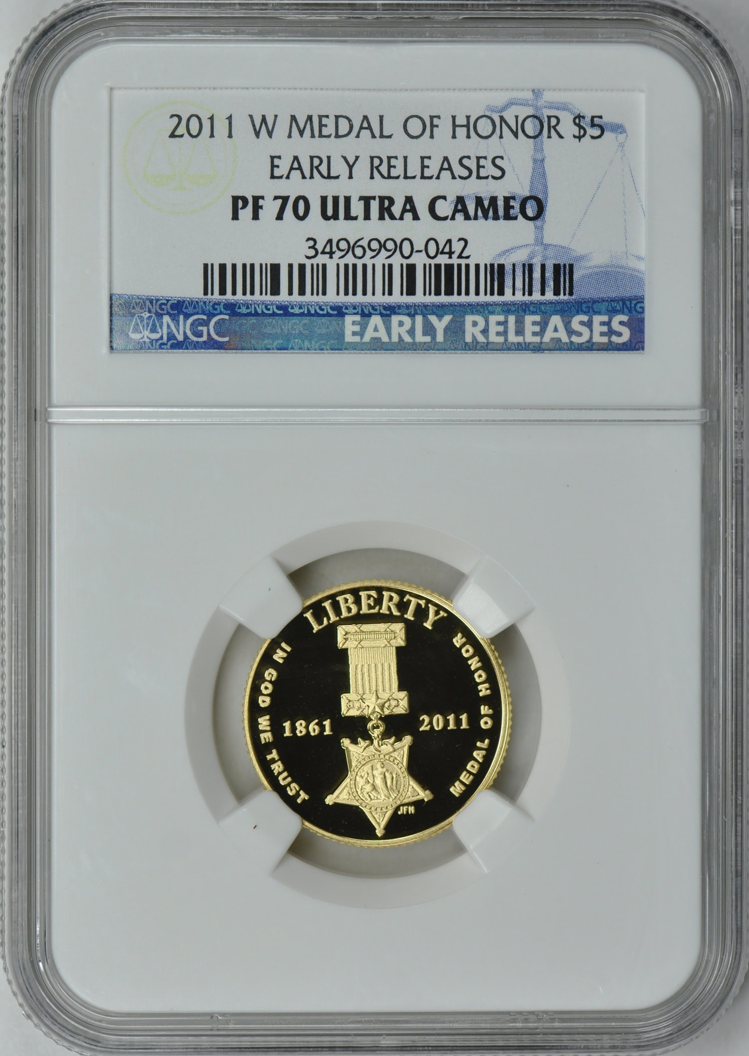 2011-W Medal of Honor Gold $5 Early Releases NGC Proof-70 UC (Item