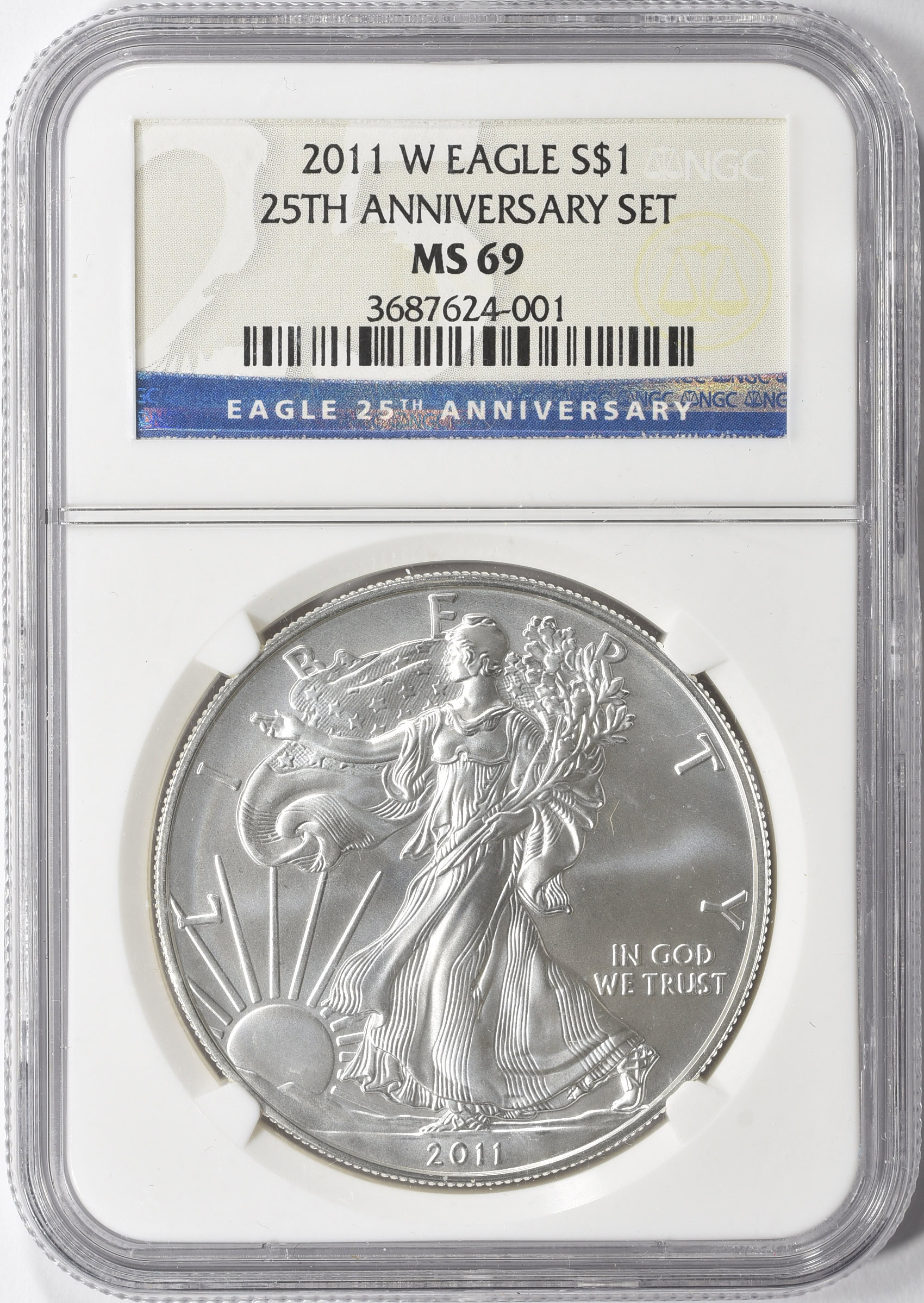 2011-W $1 Silver Eagle Burnished 25th Anniversary NGC MS-69 (Item