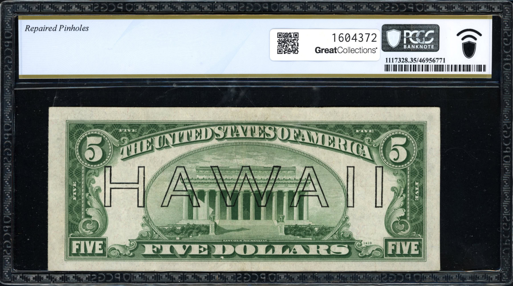 Fr. 2302 (LA Block) 1934A $5 Hawaii WWII Emergency Issue Note Julian ...